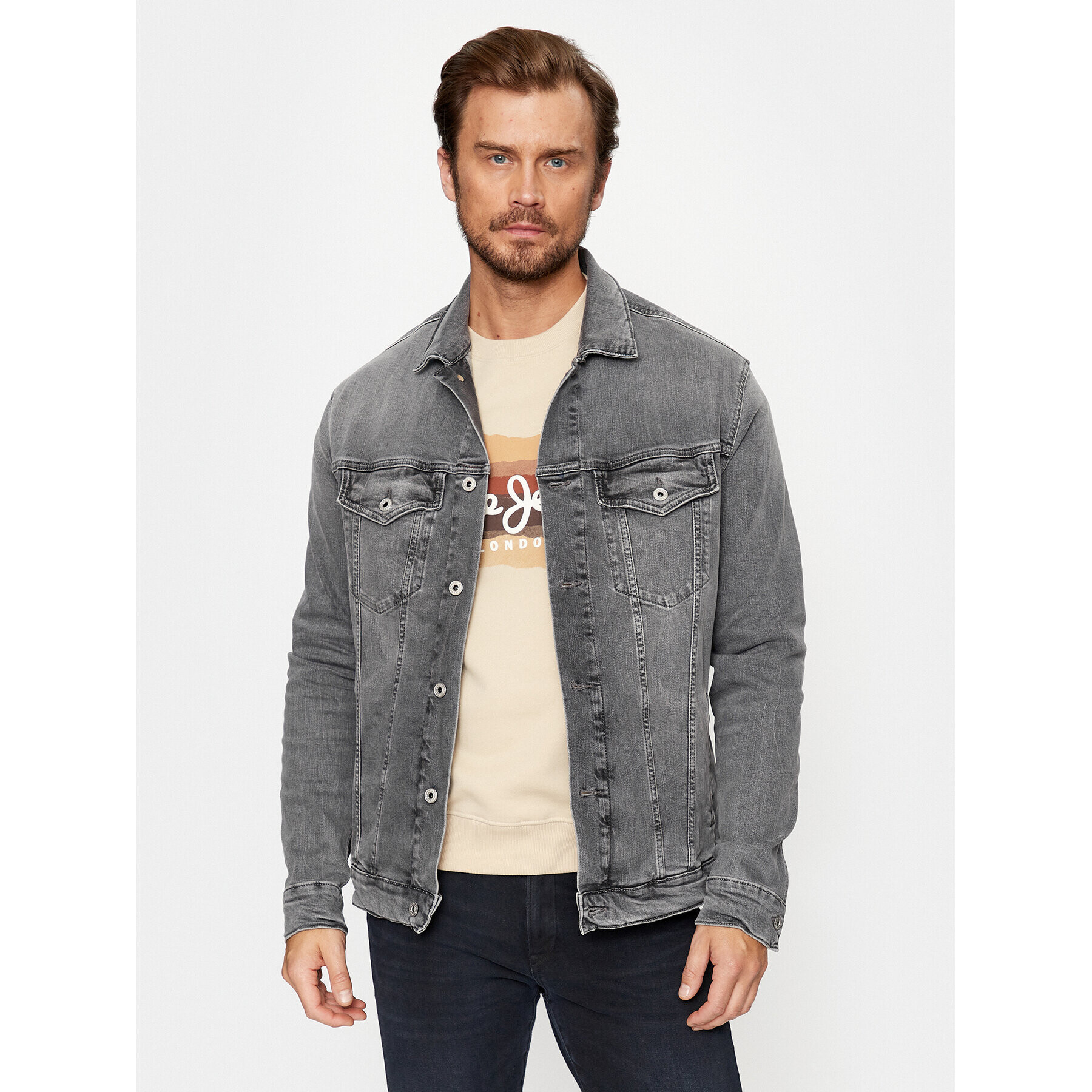 Pepe Jeans Дънково яке PM402805 Сив Regular Fit - Pepit.bg