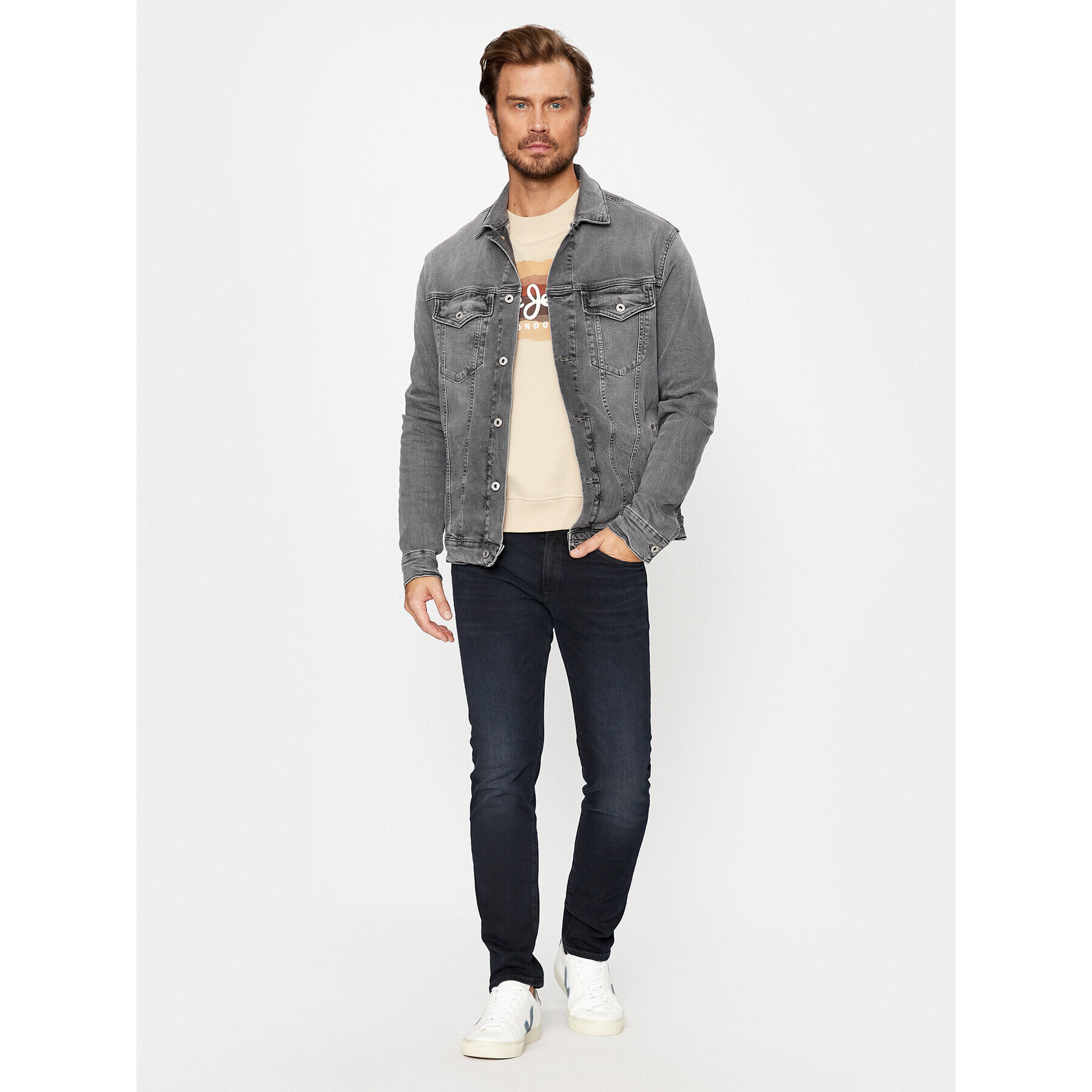 Pepe Jeans Дънково яке PM402805 Сив Regular Fit - Pepit.bg