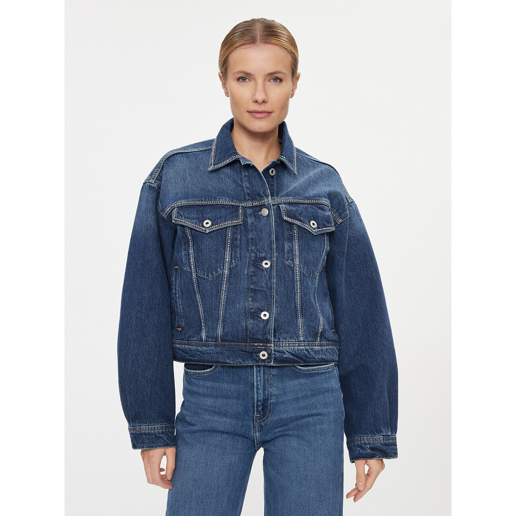 Pepe Jeans Дънково яке Turner Sparkle PL402328 Тъмносин Relaxed Fit - Pepit.bg