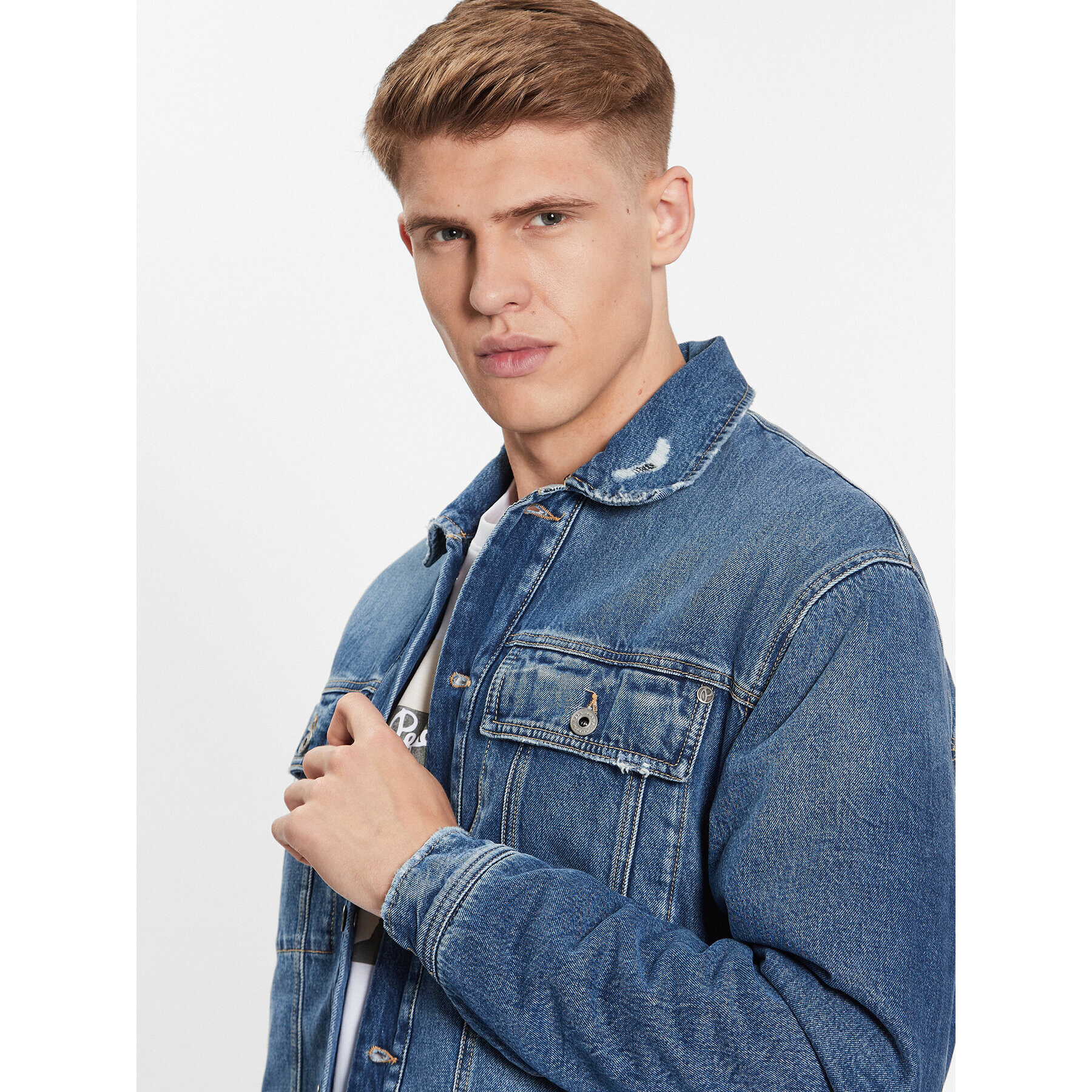 Pepe Jeans Дънково яке Young Bandana PM402673 Син Regular Fit - Pepit.bg