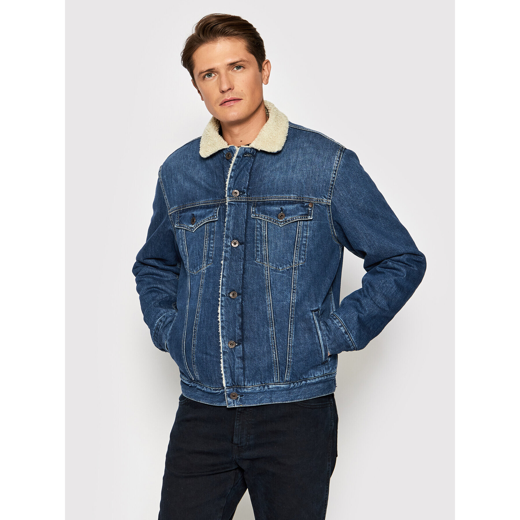 Pepe Jeans Дънково яке Pinner Dlx PM401281 Син Regular Fit - Pepit.bg