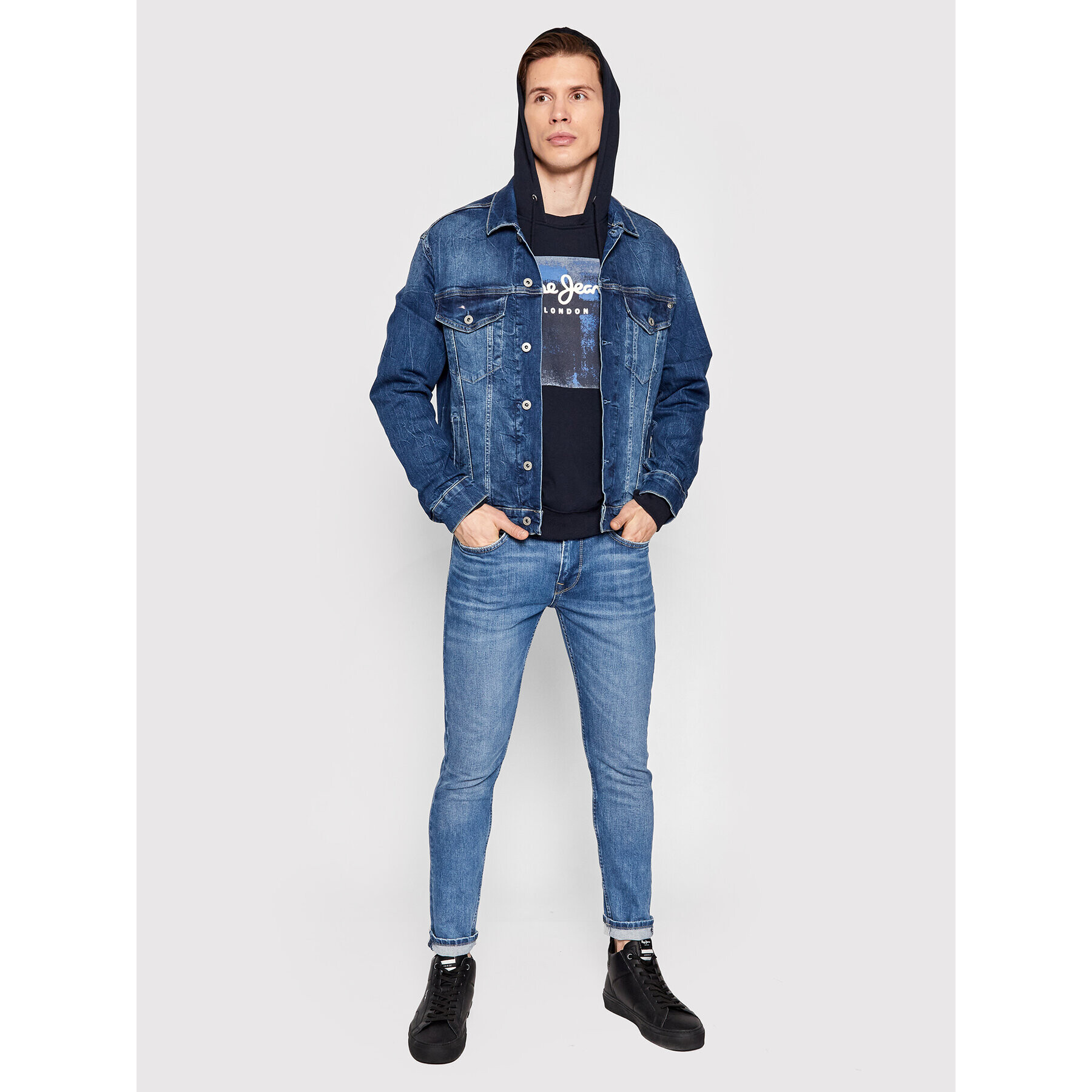 Pepe Jeans Дънково яке Pinner PM402465 Тъмносин Regular Fit - Pepit.bg