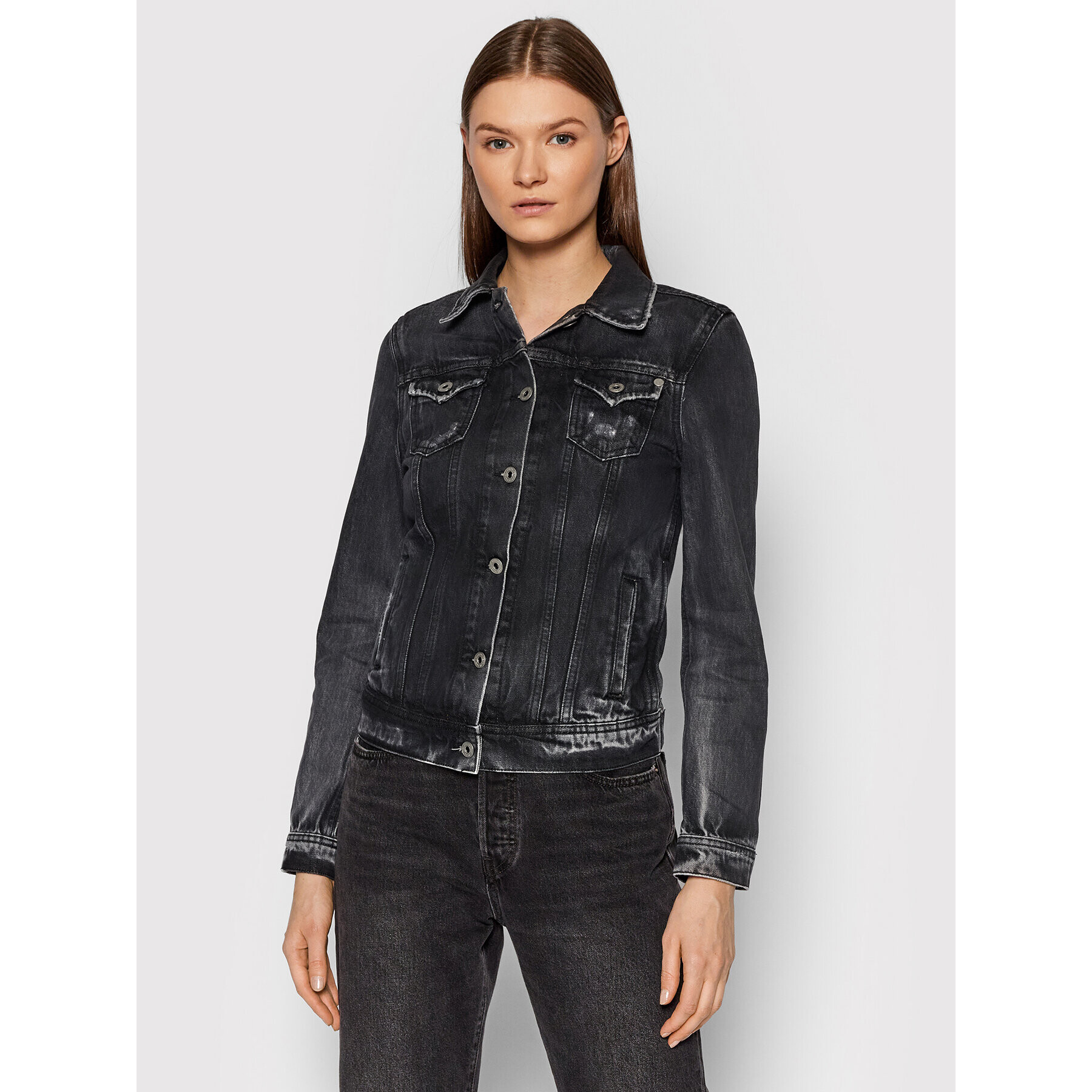 Pepe Jeans Дънково яке Thrift PL402011 Черен Regular Fit - Pepit.bg