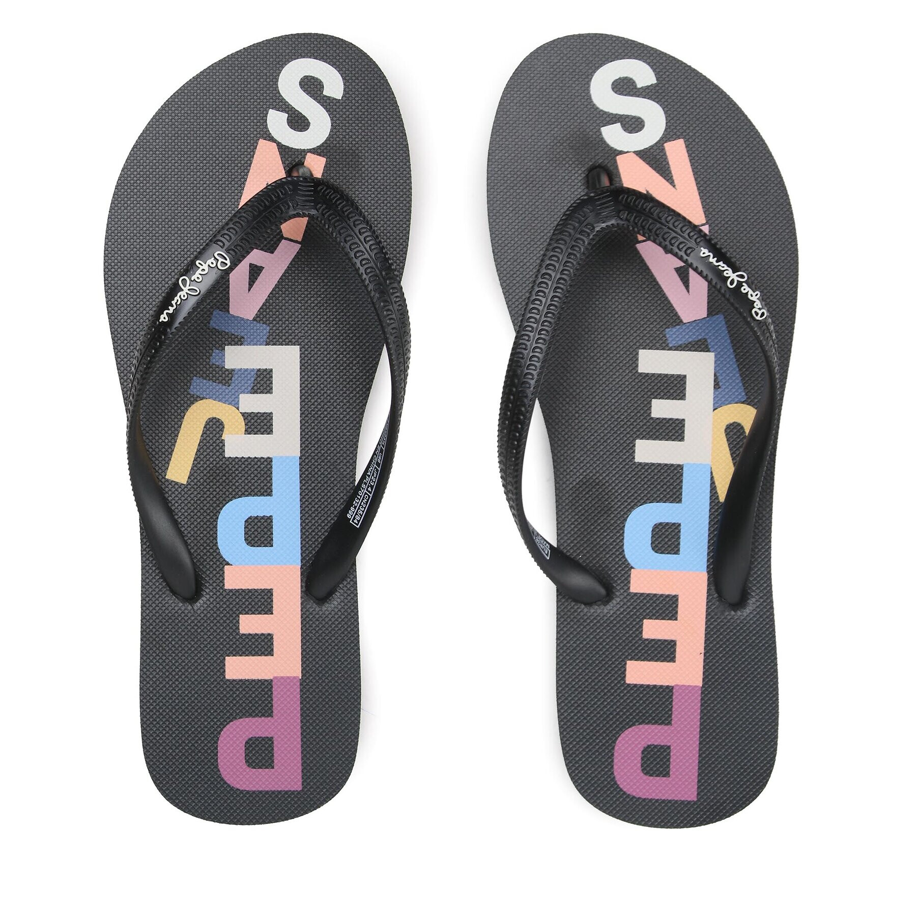 Pepe Jeans Джапанки Rake Letters PLS70132 Черен - Pepit.bg