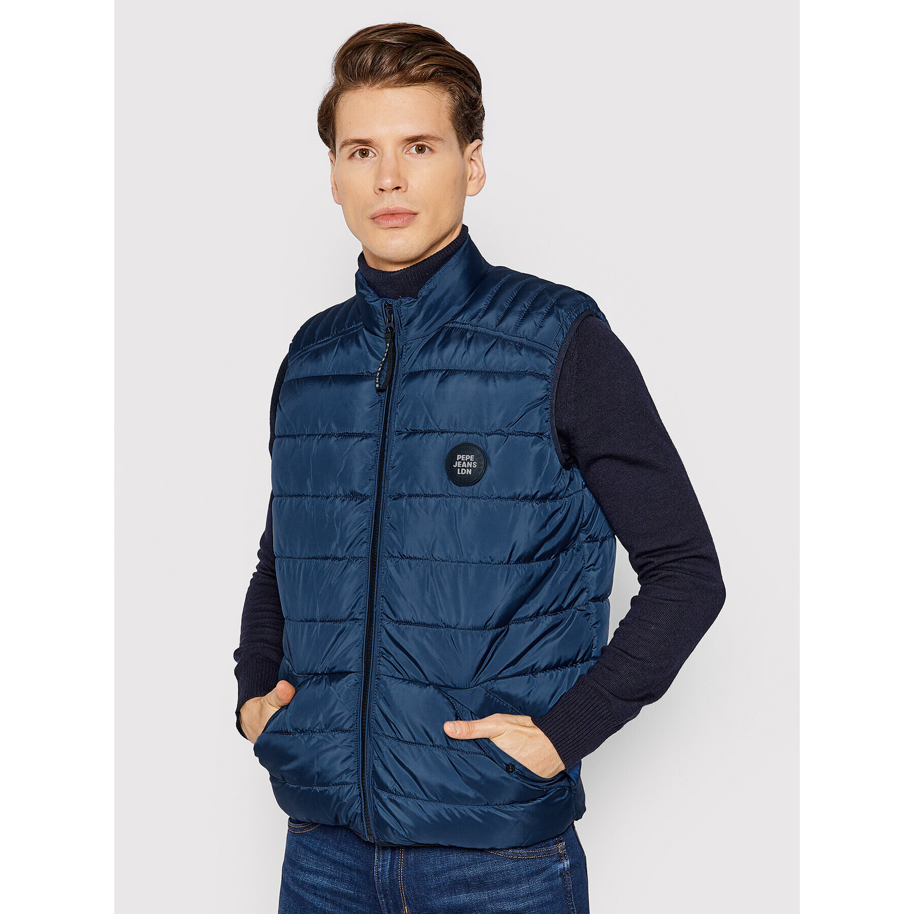 Pepe Jeans Елек Heinrich Vest PM402449 Тъмносин Regular Fit - Pepit.bg