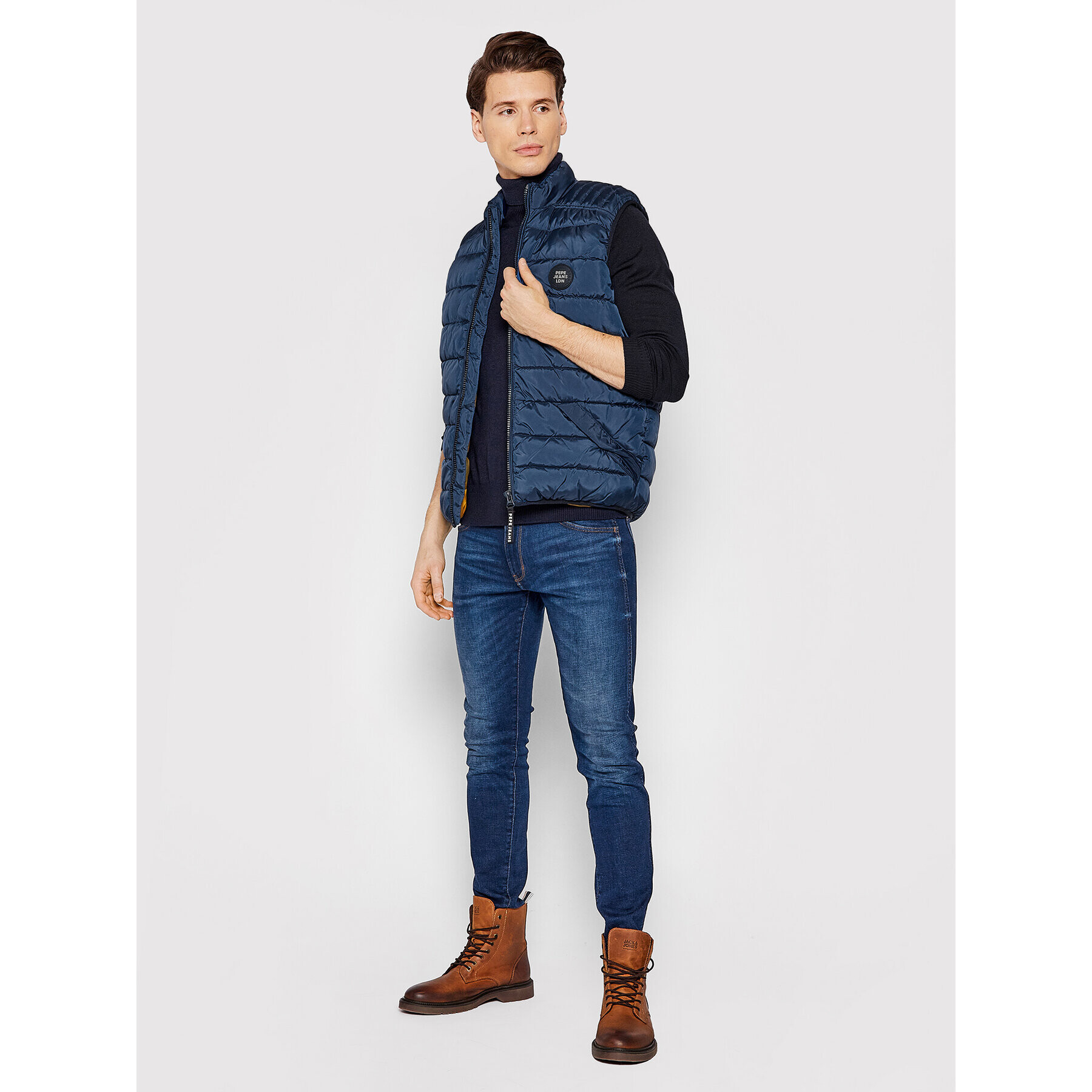 Pepe Jeans Елек Heinrich Vest PM402449 Тъмносин Regular Fit - Pepit.bg