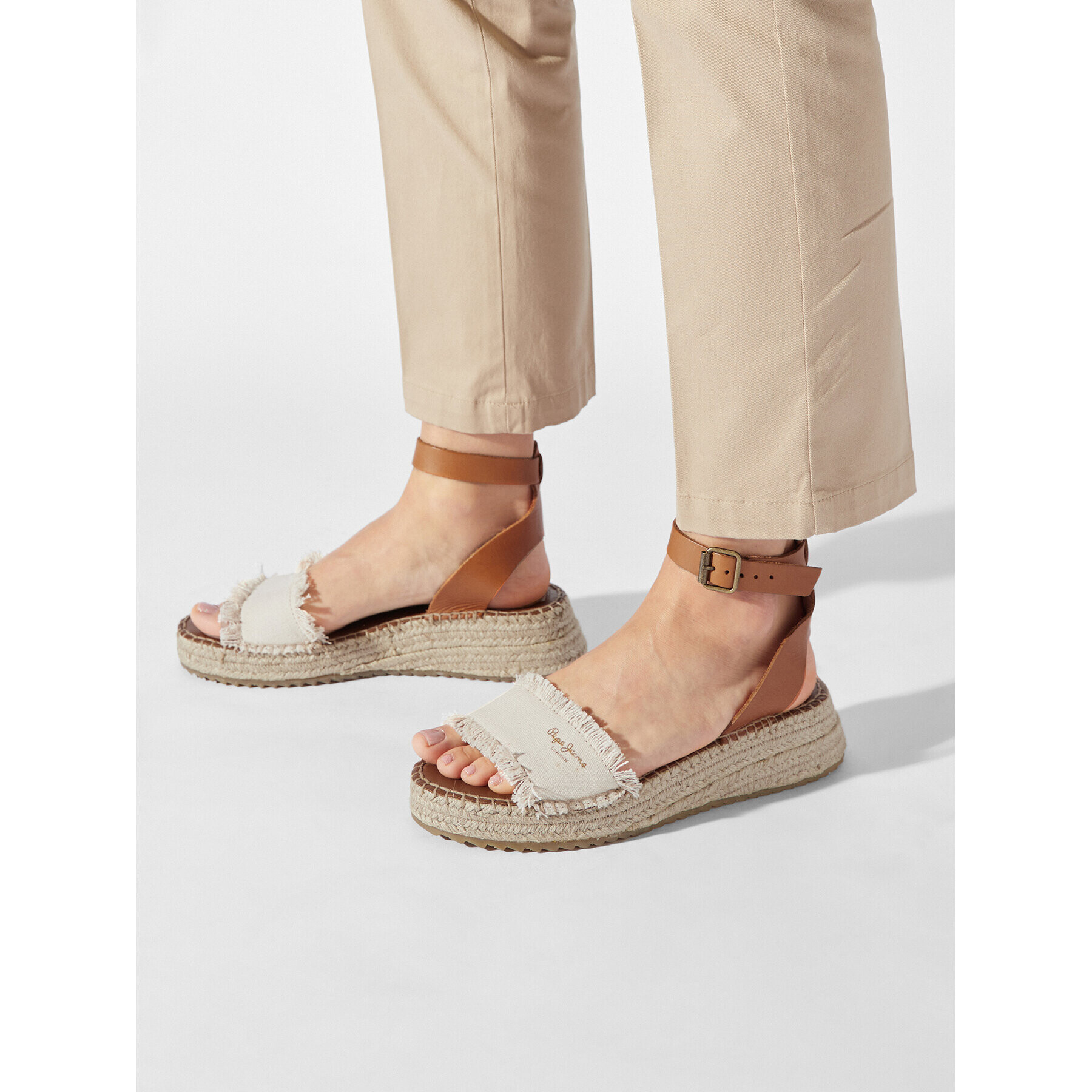 Pepe Jeans Еспадрили Kate Fabric PLS90592 Бял - Pepit.bg