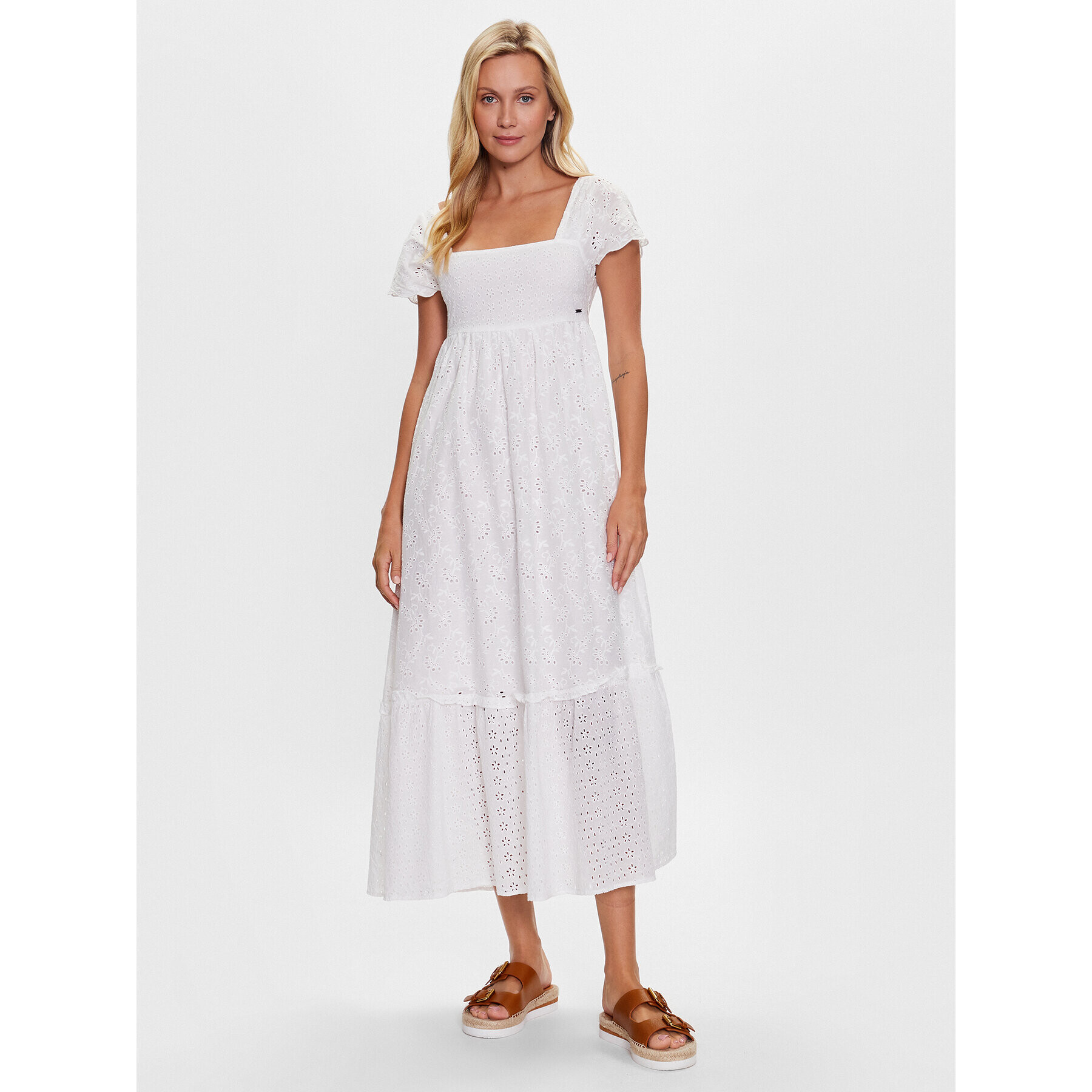 Pepe Jeans Ежедневна рокля Peri PL953274 Бял Regular Fit - Pepit.bg