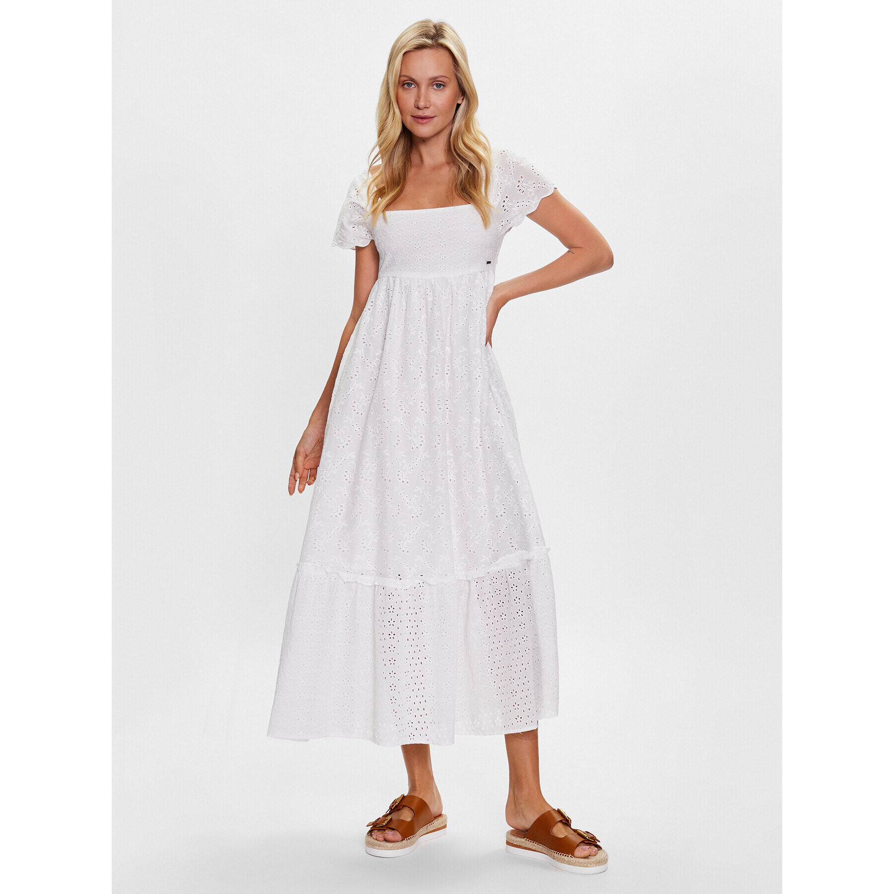 Pepe Jeans Ежедневна рокля Peri PL953274 Бял Regular Fit - Pepit.bg