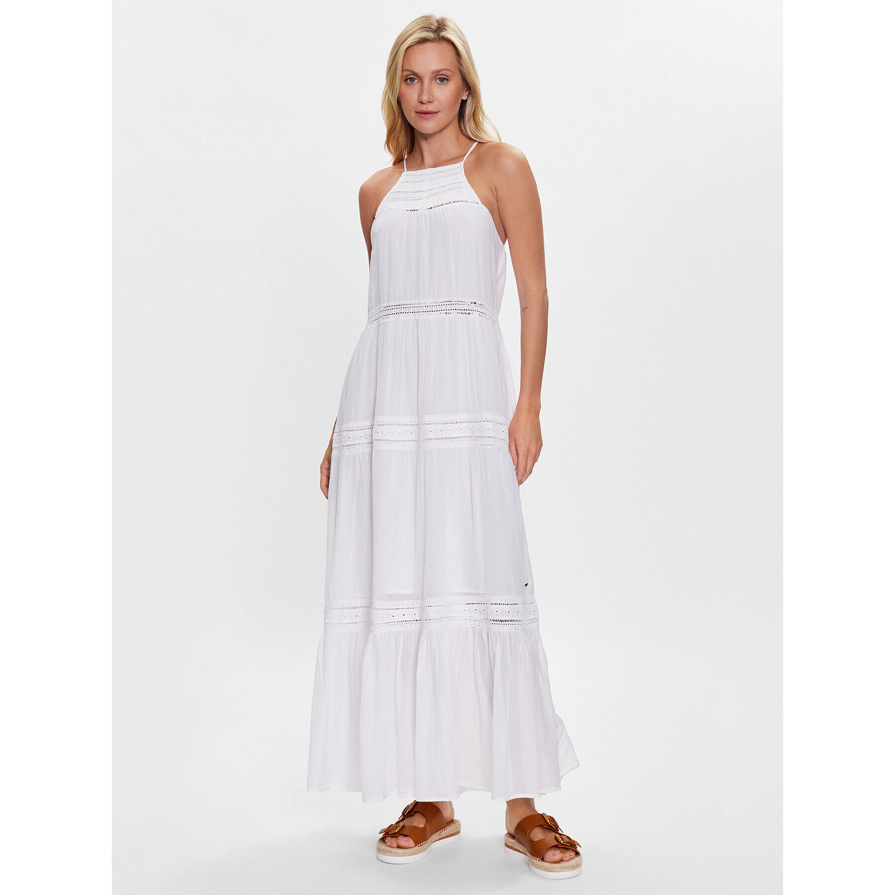 Pepe Jeans Ежедневна рокля Pipra PL953276 Бял Regular Fit - Pepit.bg