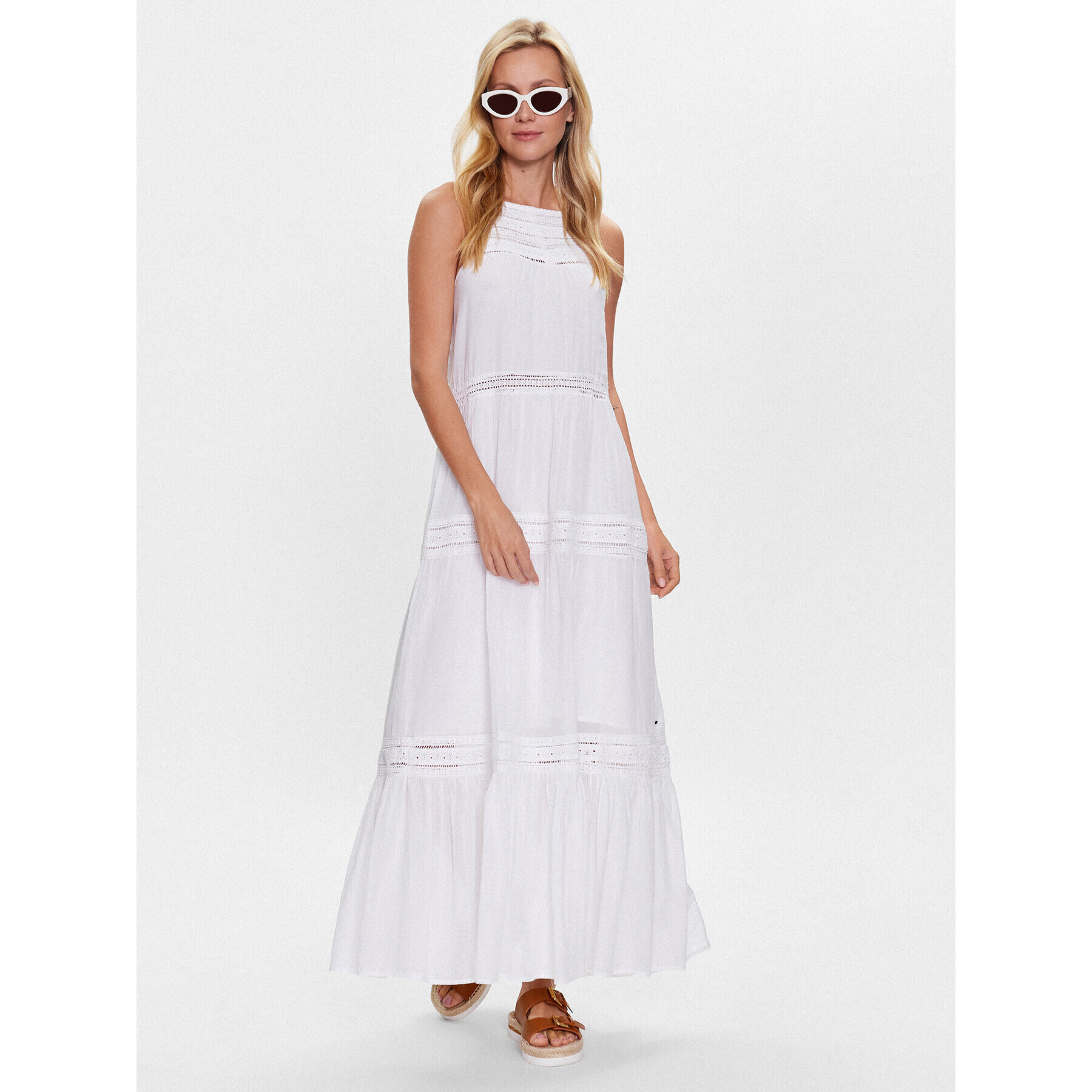 Pepe Jeans Ежедневна рокля Pipra PL953276 Бял Regular Fit - Pepit.bg