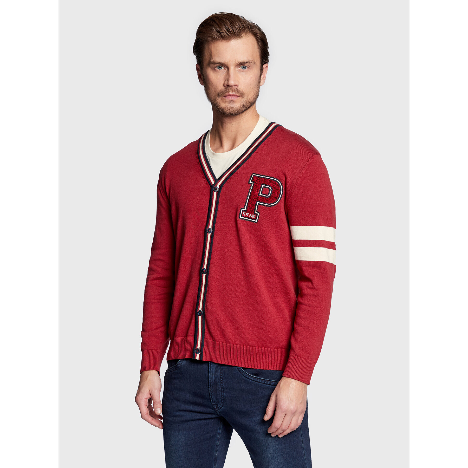 Pepe Jeans Кардиган Melvin PM702266 Бордо Regular Fit - Pepit.bg