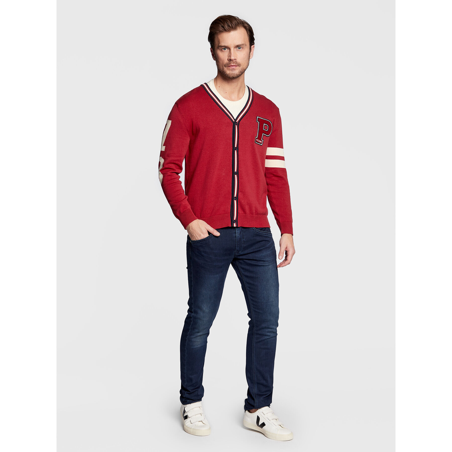 Pepe Jeans Кардиган Melvin PM702266 Бордо Regular Fit - Pepit.bg