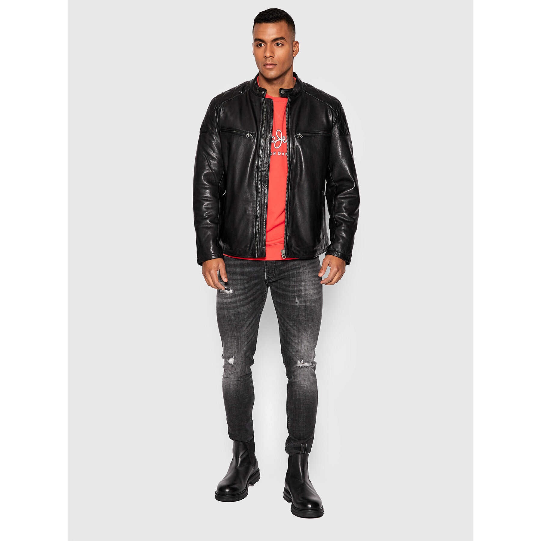 Pepe Jeans Кожено яке Jayson PM402604 Черен Regular Fit - Pepit.bg