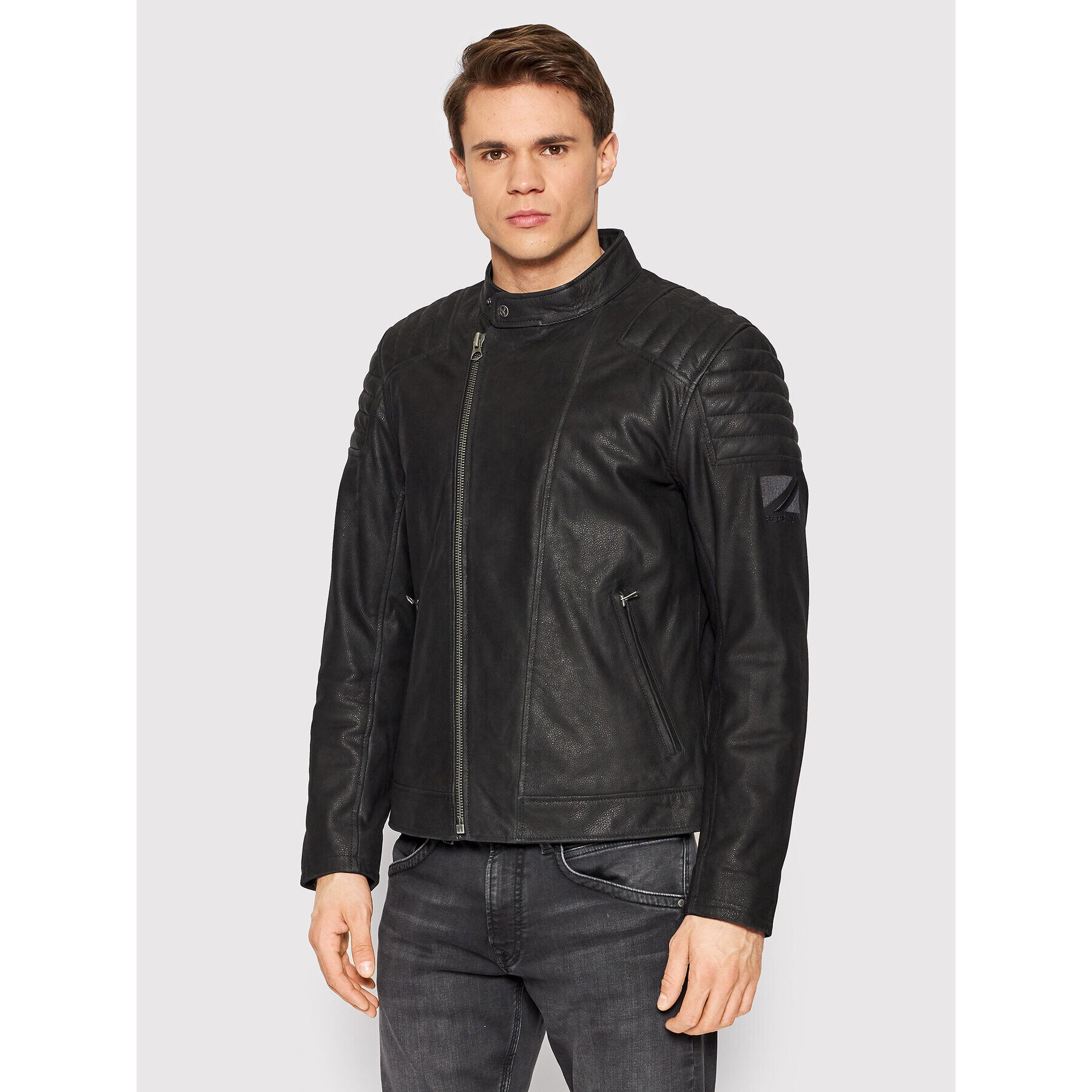 Pepe Jeans Кожено яке Lee PM402542 Черен Regular Fit - Pepit.bg