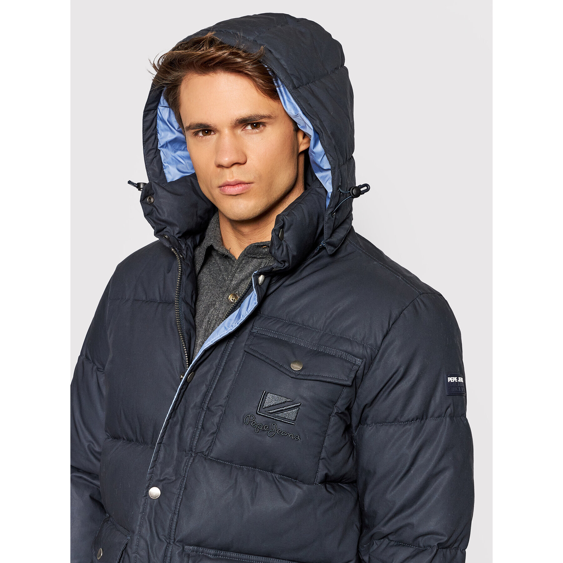 Pepe Jeans Пухено яке Bobby PM402423 Тъмносин Regular Fit - Pepit.bg