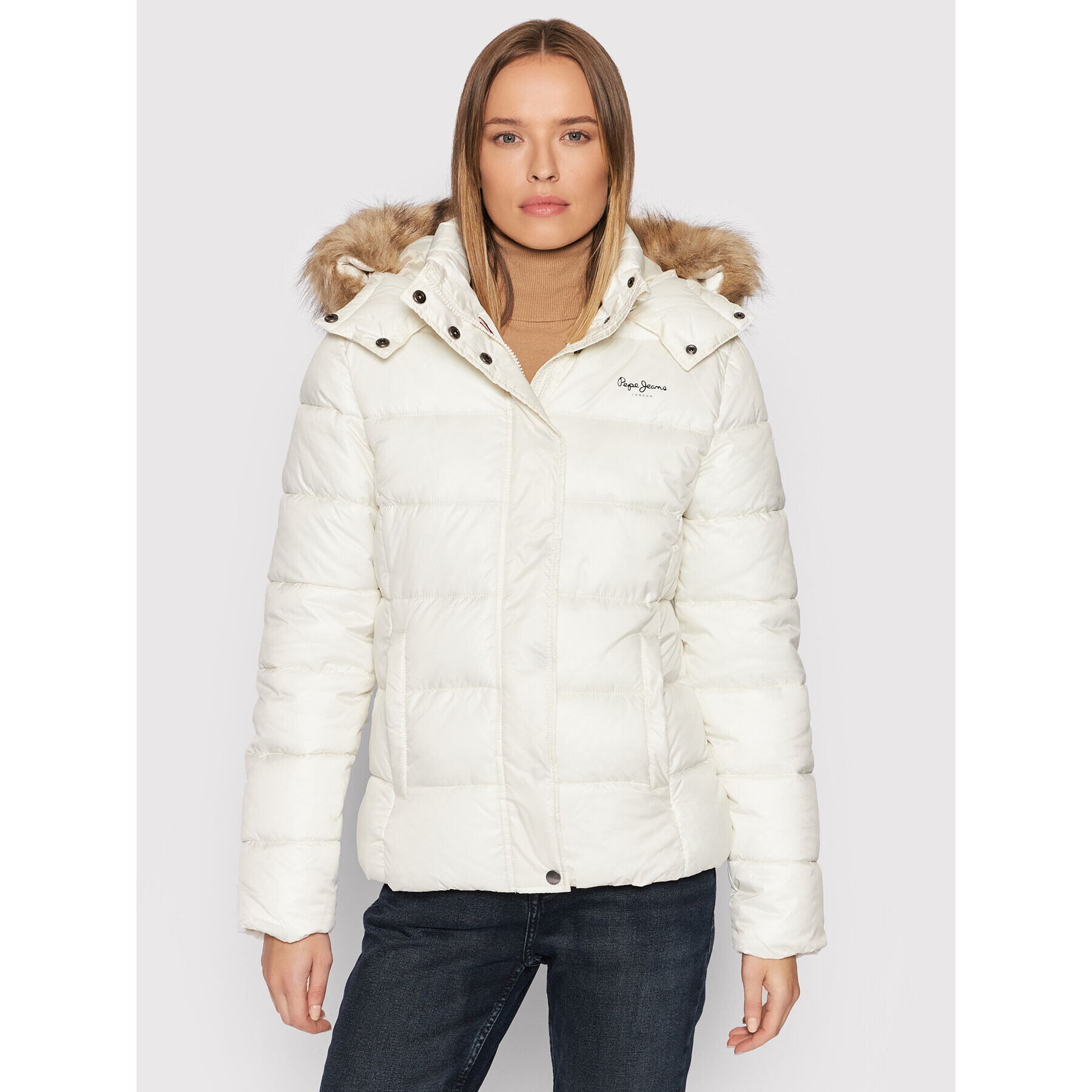 Pepe Jeans Пухено яке June PL401987 Бежов Regular Fit - Pepit.bg