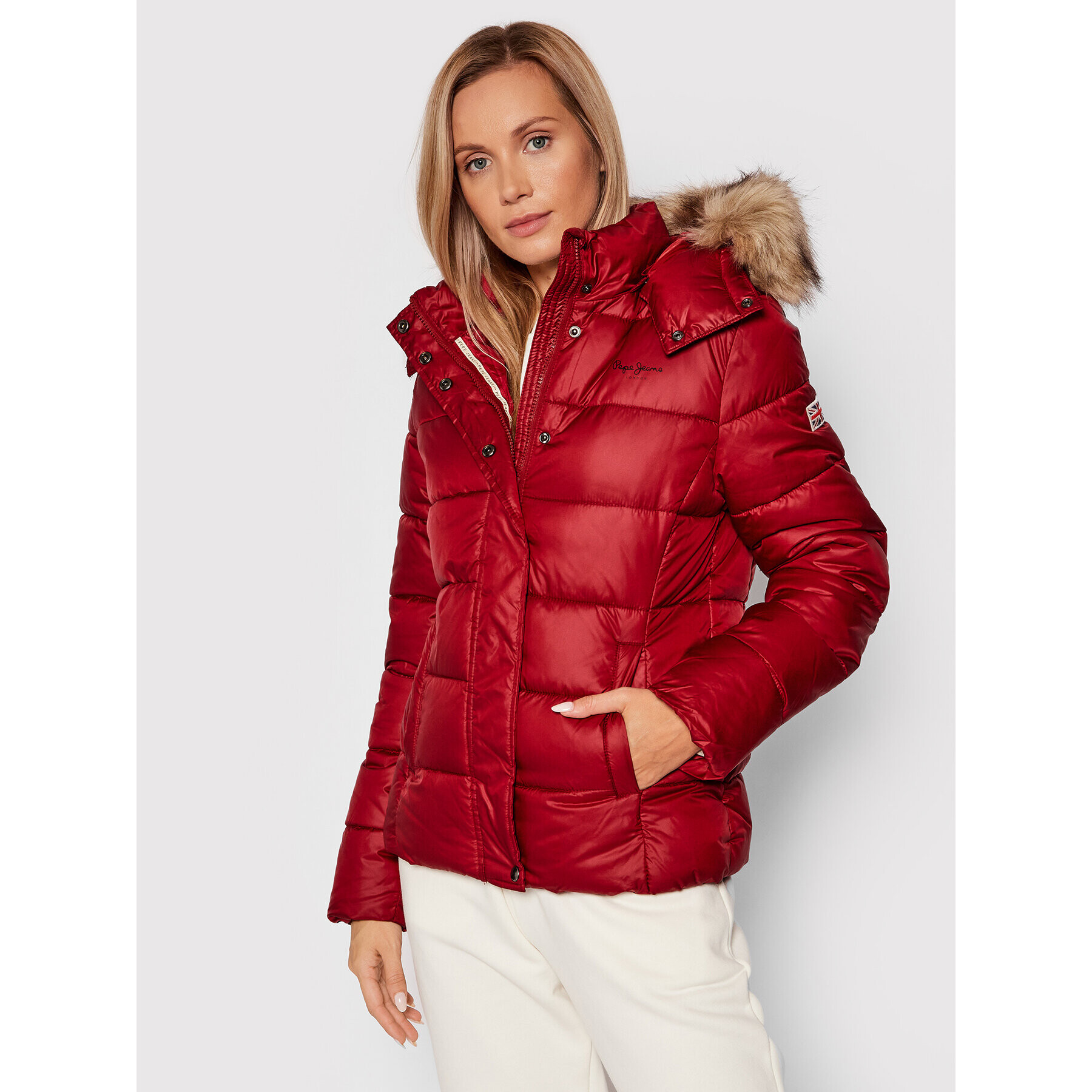 Pepe Jeans Пухено яке June PL401987 Бордо Regular Fit - Pepit.bg