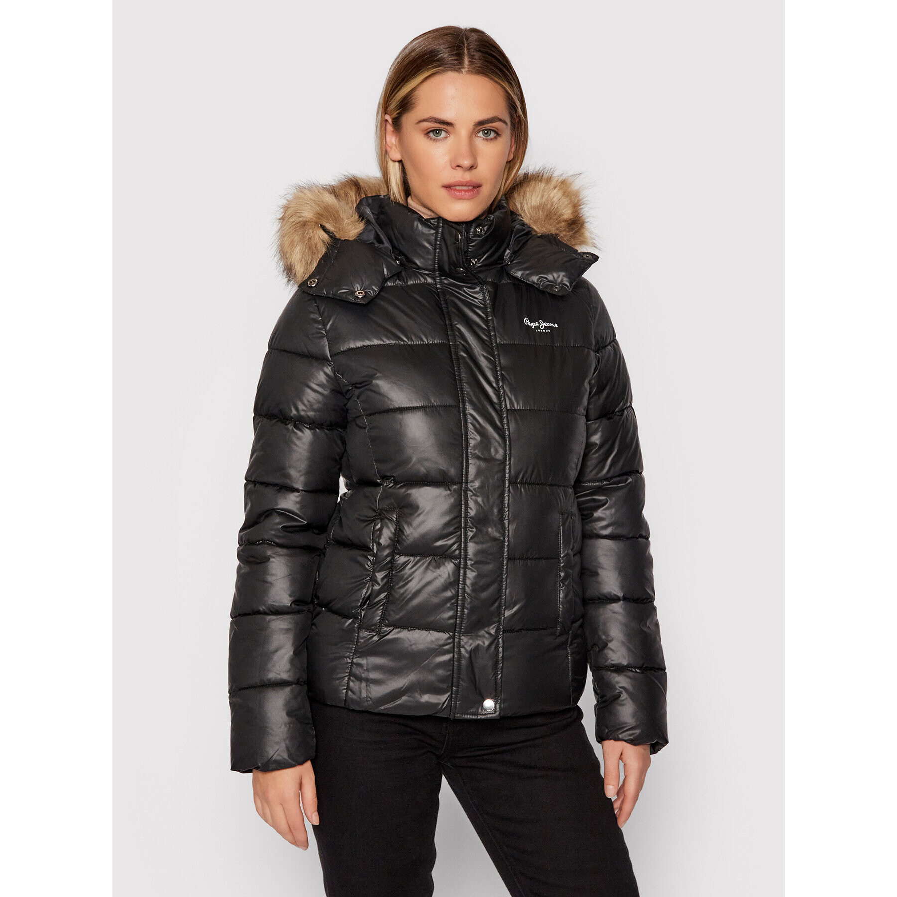 Pepe Jeans Пухено яке June PL401987 Черен Regular Fit - Pepit.bg