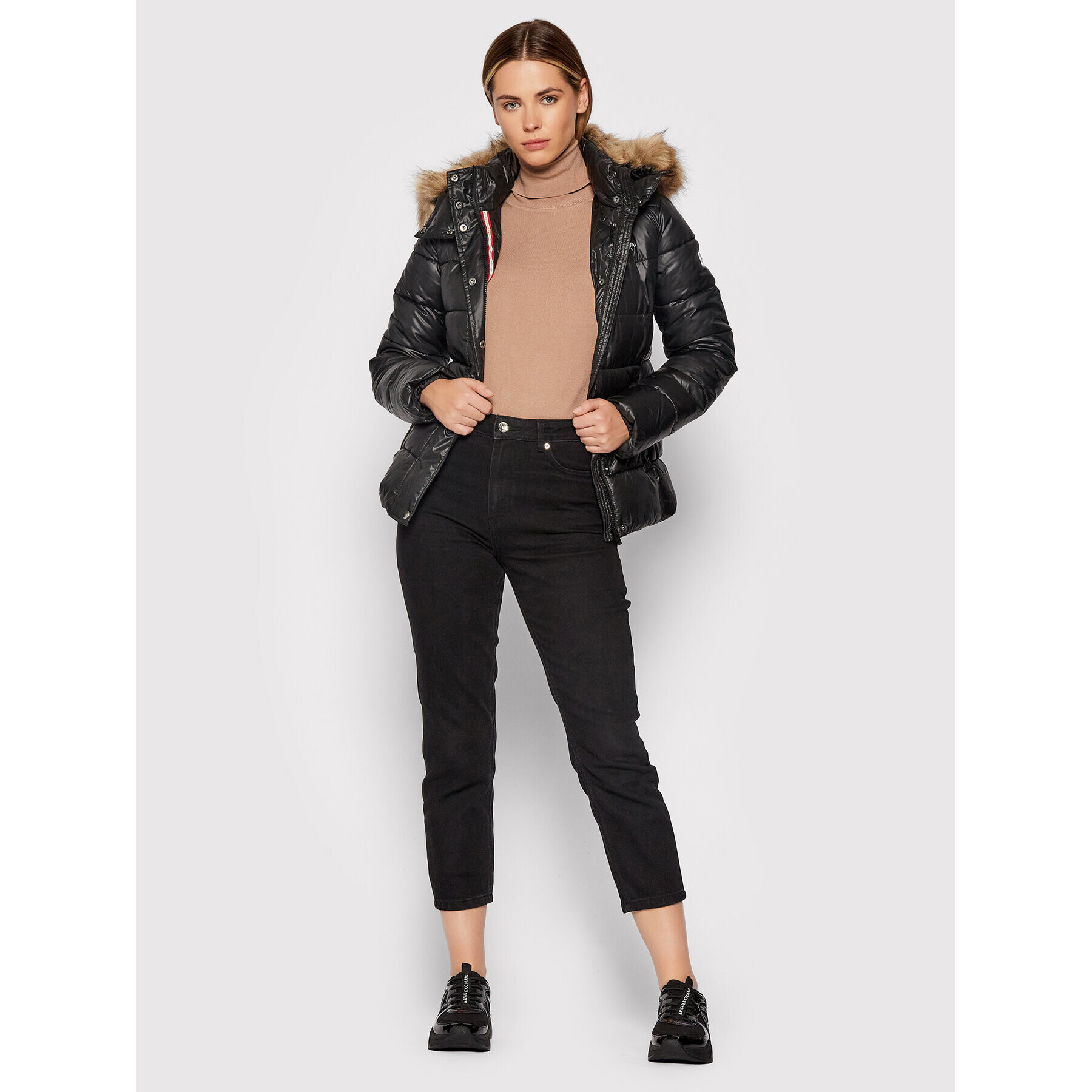 Pepe Jeans Пухено яке June PL401987 Черен Regular Fit - Pepit.bg