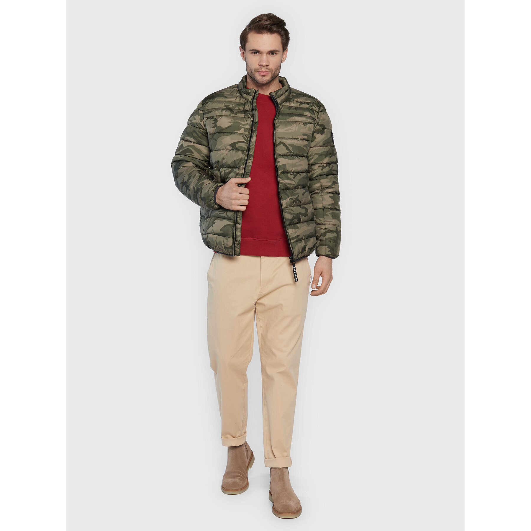 Pepe Jeans Пухено яке Jack Camo PM402588 Зелен Regular Fit - Pepit.bg