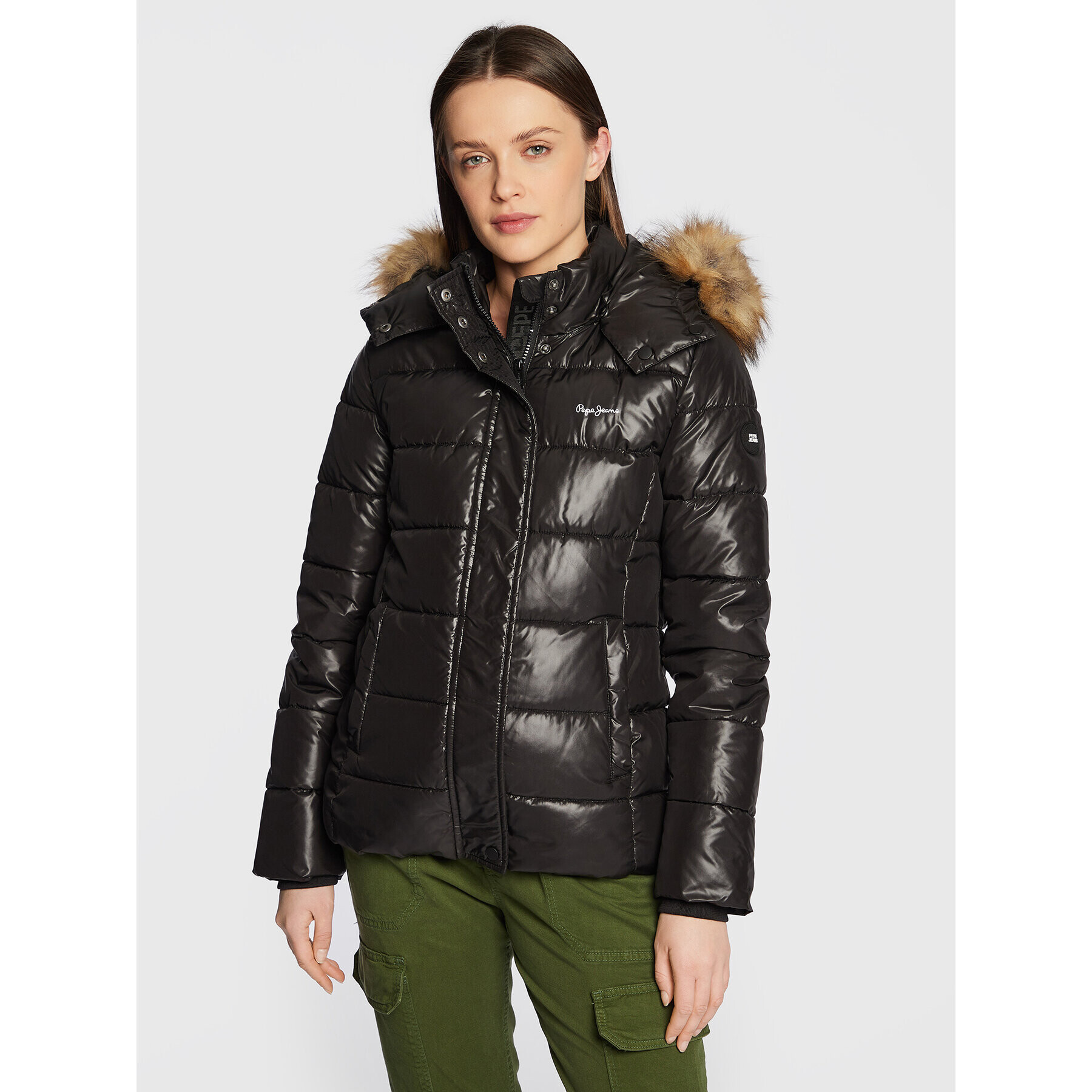 Pepe Jeans Пухено яке June PL402104 Черен Regular Fit - Pepit.bg