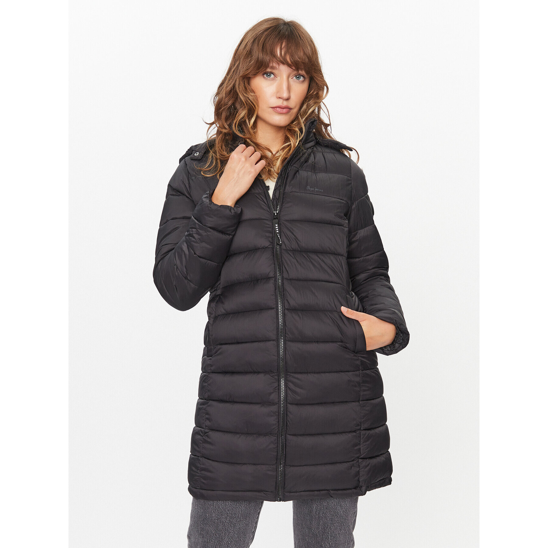 Pepe Jeans Пухено яке Maddie Long PL402252 Черен Regular Fit - Pepit.bg