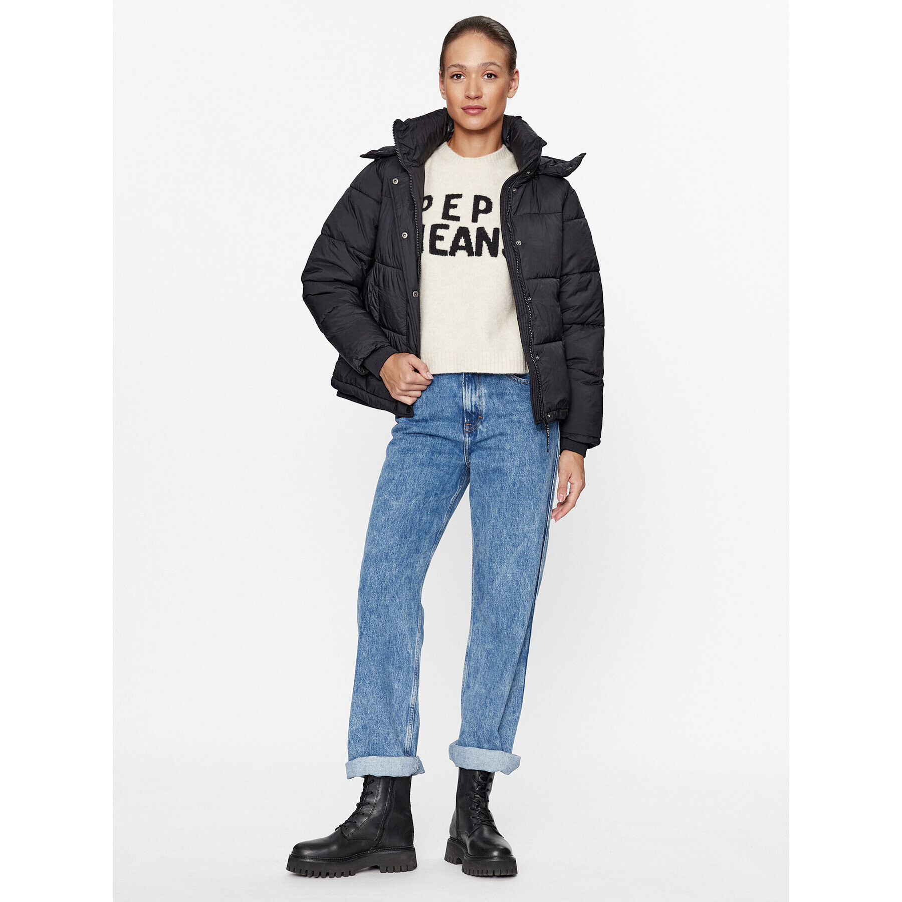 Pepe Jeans Пухено яке Morgan PL402273 Черен Regular Fit - Pepit.bg