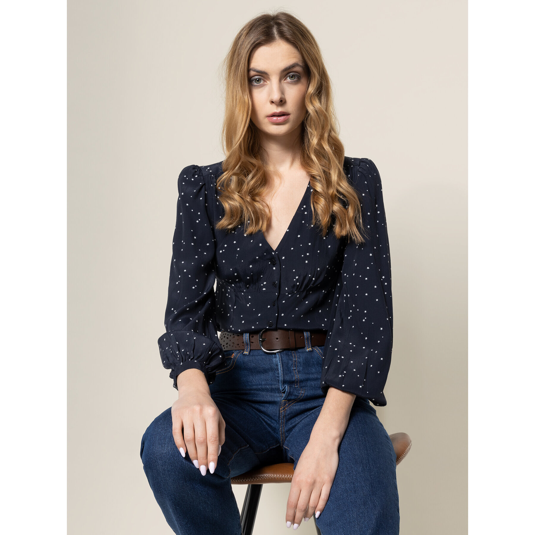 Pepe Jeans Риза Alexa PL303580 Тъмносин Regular Fit - Pepit.bg