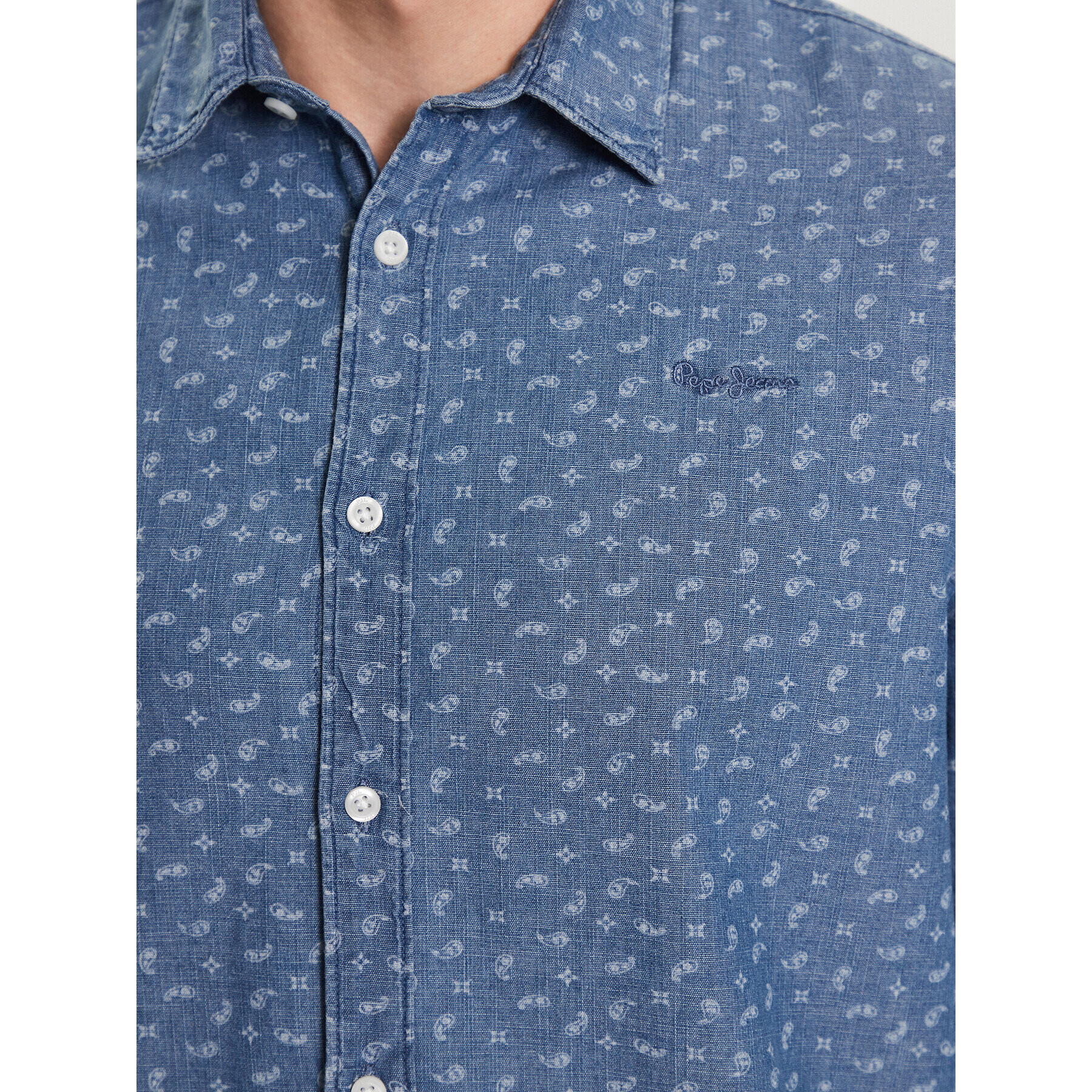 Pepe Jeans Риза Crawston PM308016 Син Slim Fit - Pepit.bg