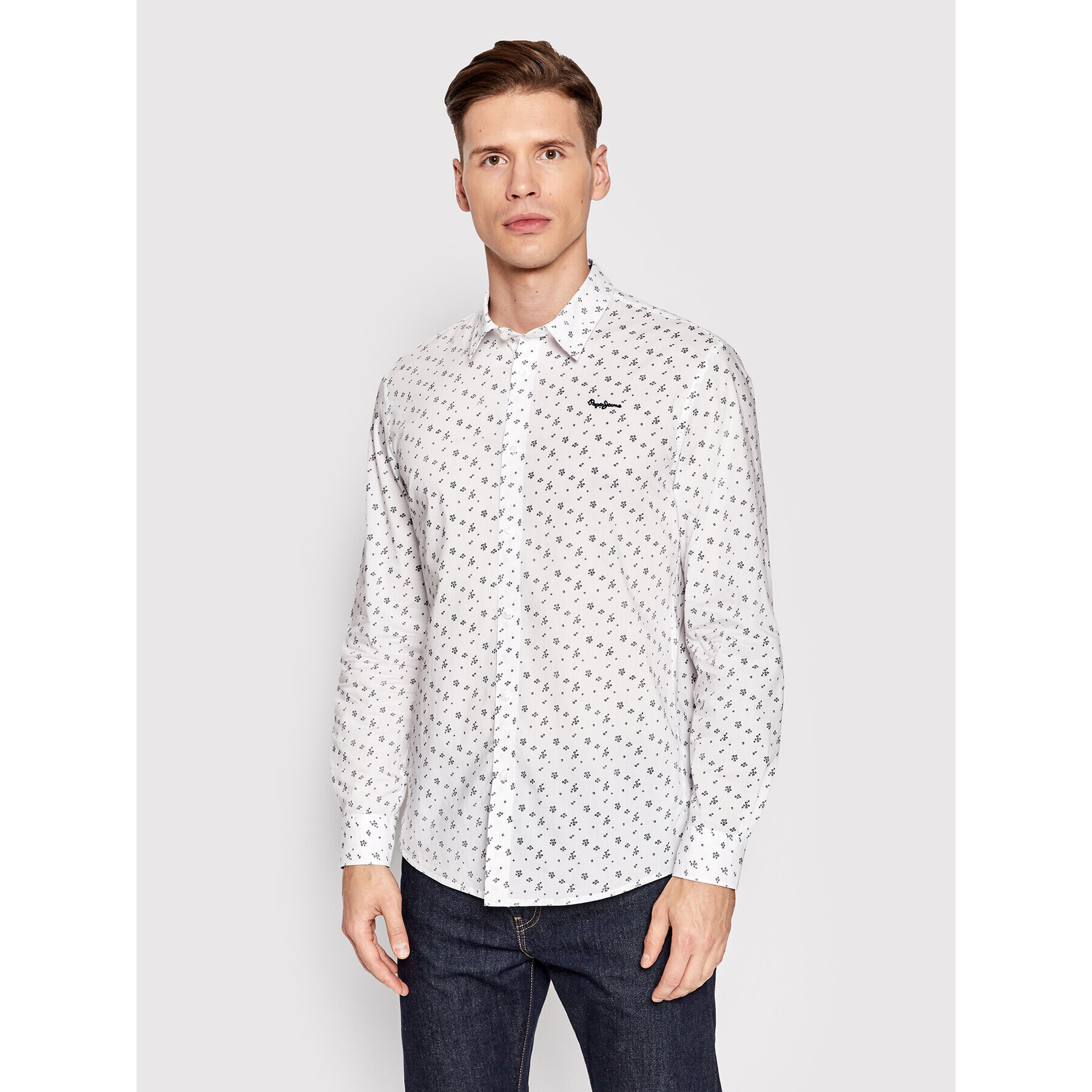 Pepe Jeans Риза Francesco PM307521 Бял Regular Fit - Pepit.bg