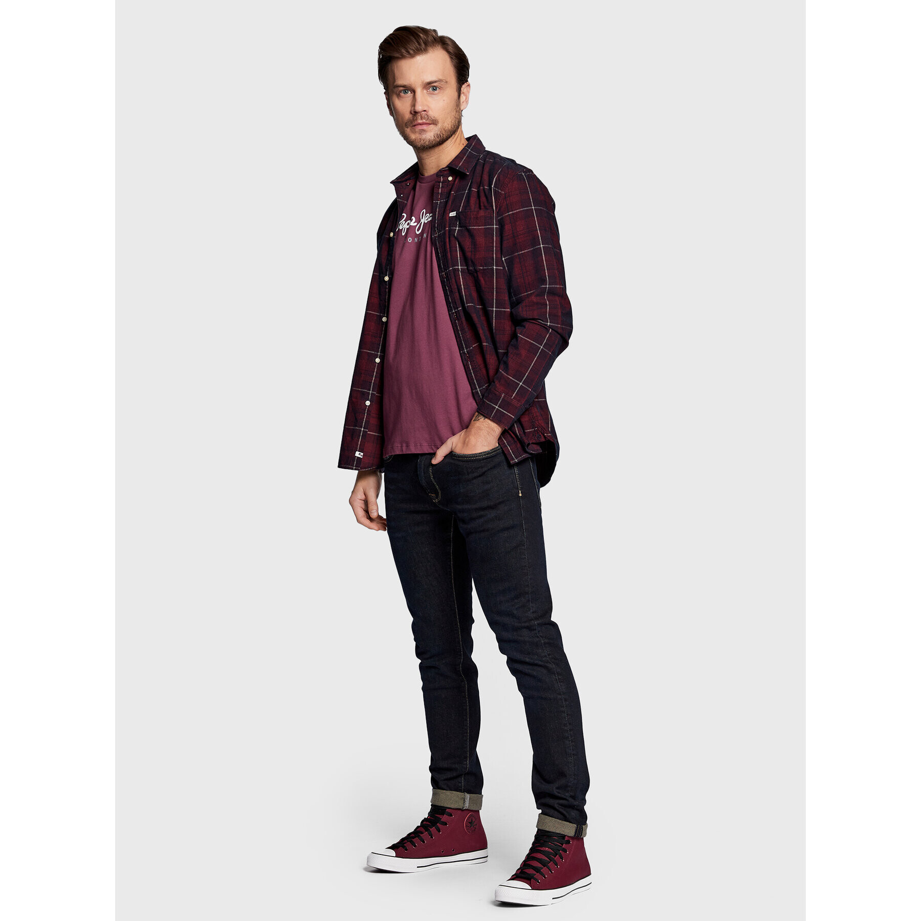 Pepe Jeans Риза Freshfield PM307661 Бордо Regular Fit - Pepit.bg