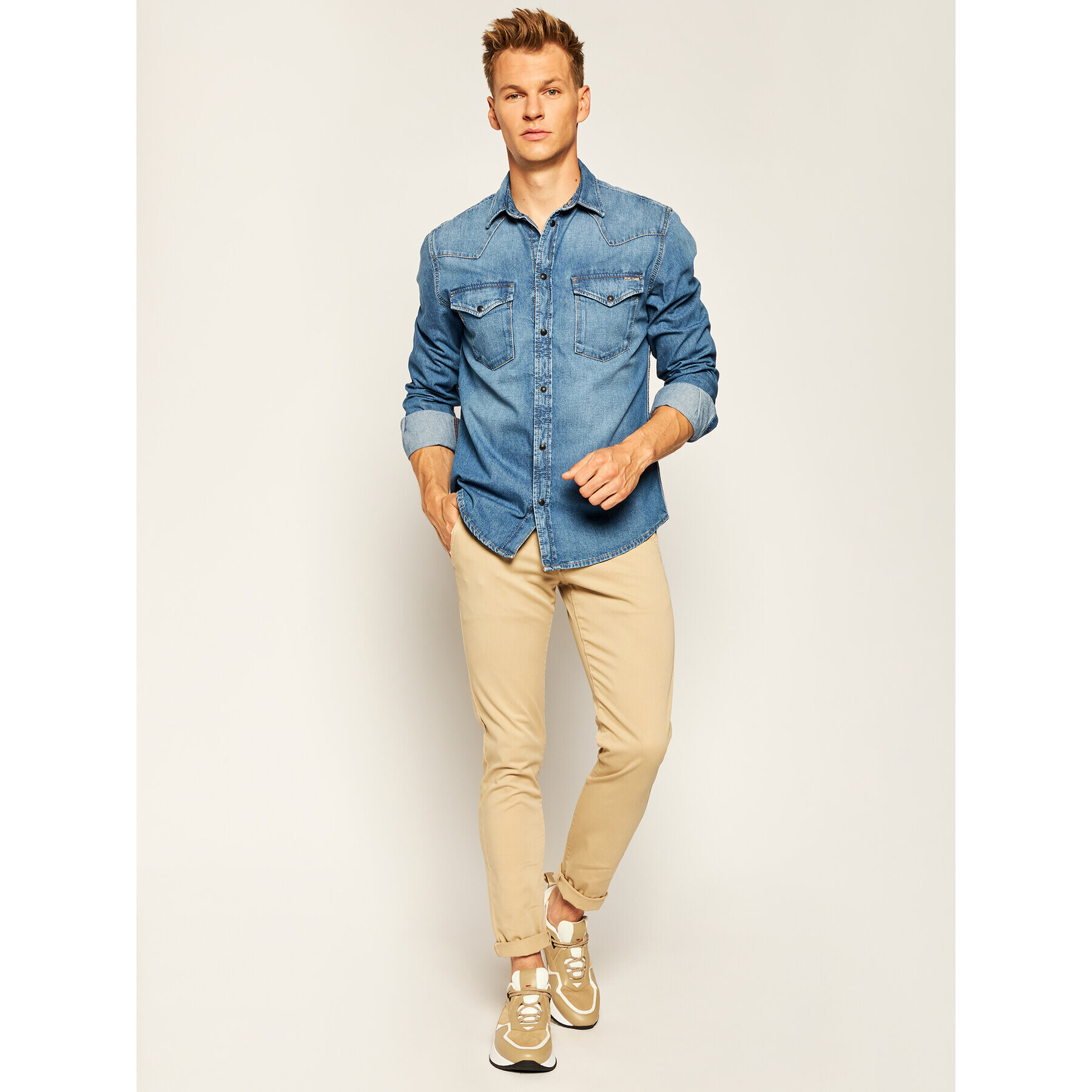 Pepe Jeans Риза Noah PM306529 Син Regular Fit - Pepit.bg