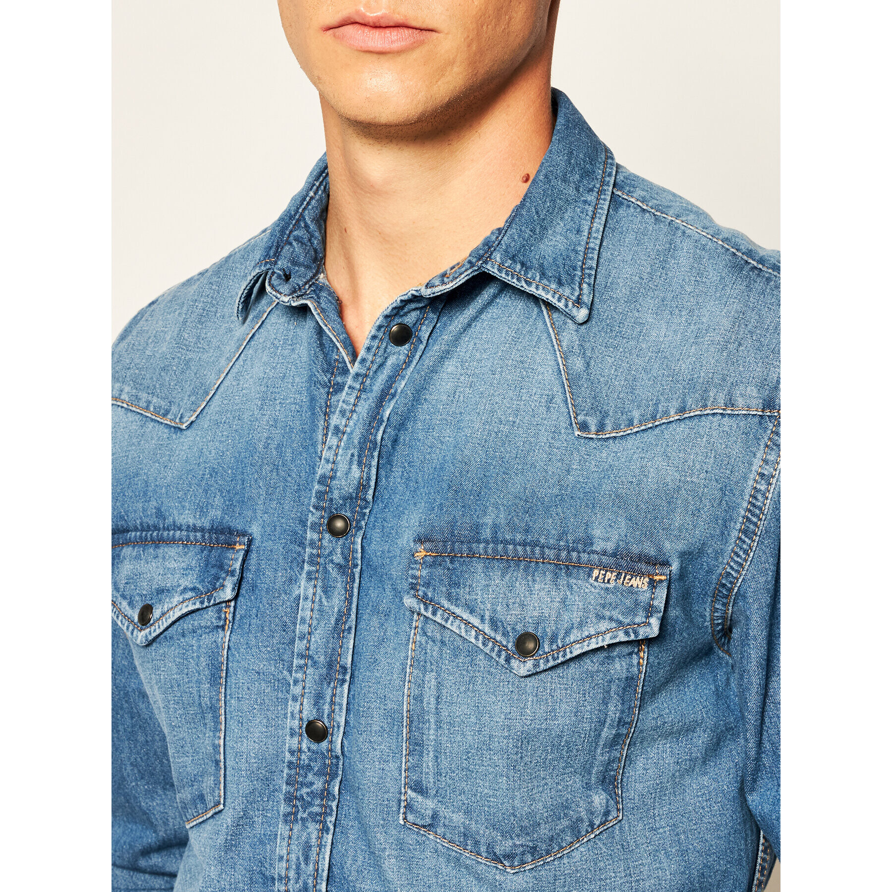 Pepe Jeans Риза Noah PM306529 Син Regular Fit - Pepit.bg