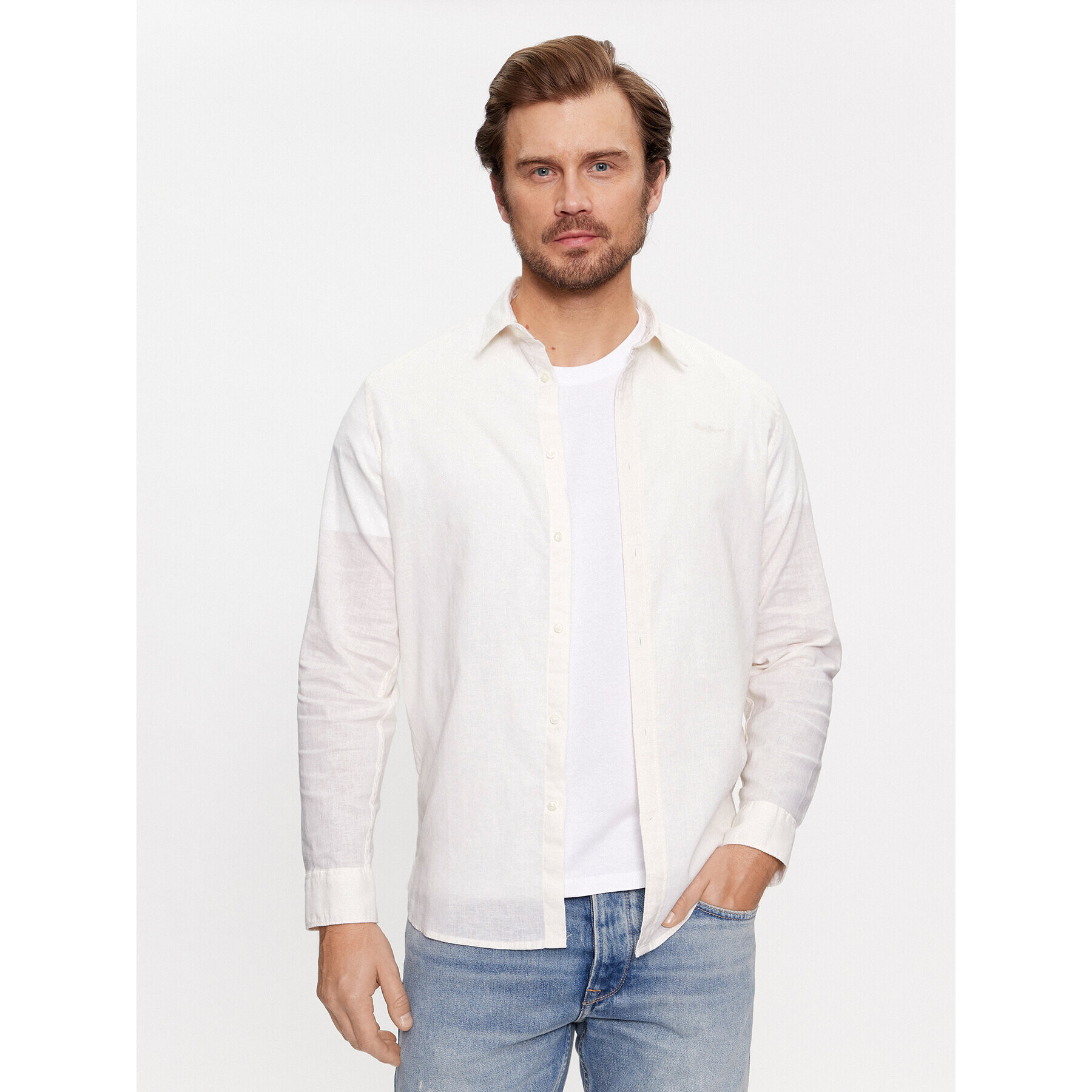 Pepe Jeans Риза Parkers 26137/23/PL Бял Regular Fit - Pepit.bg