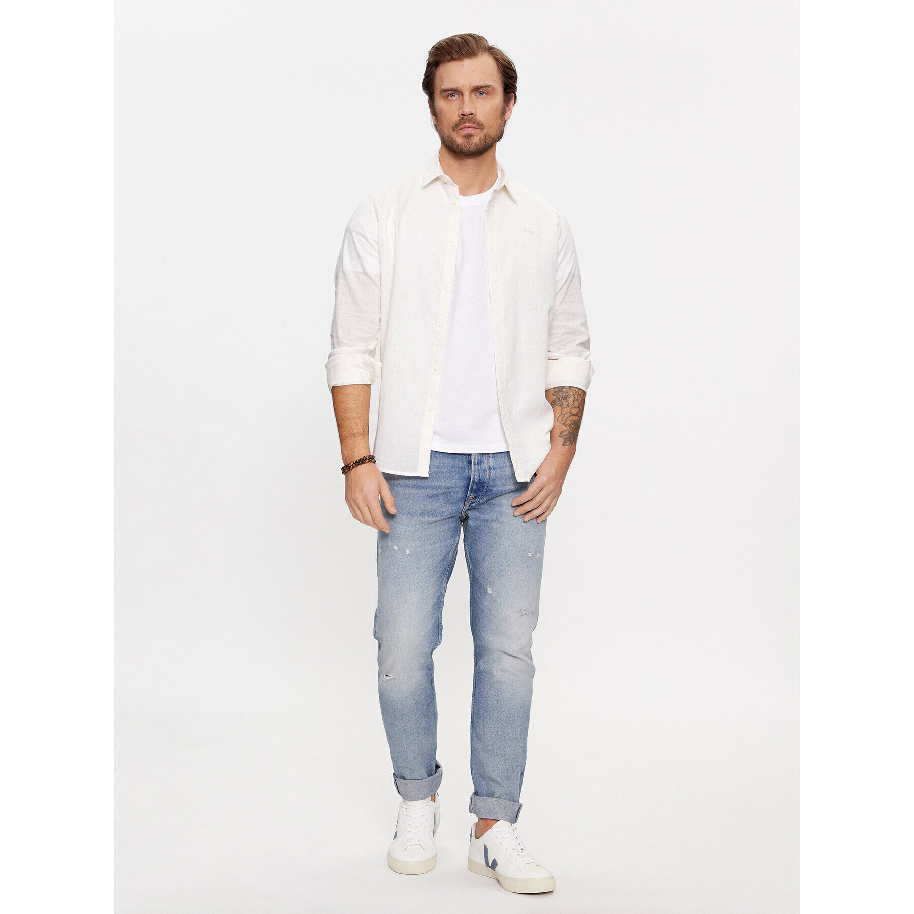 Pepe Jeans Риза Parkers 26137/23/PL Бял Regular Fit - Pepit.bg