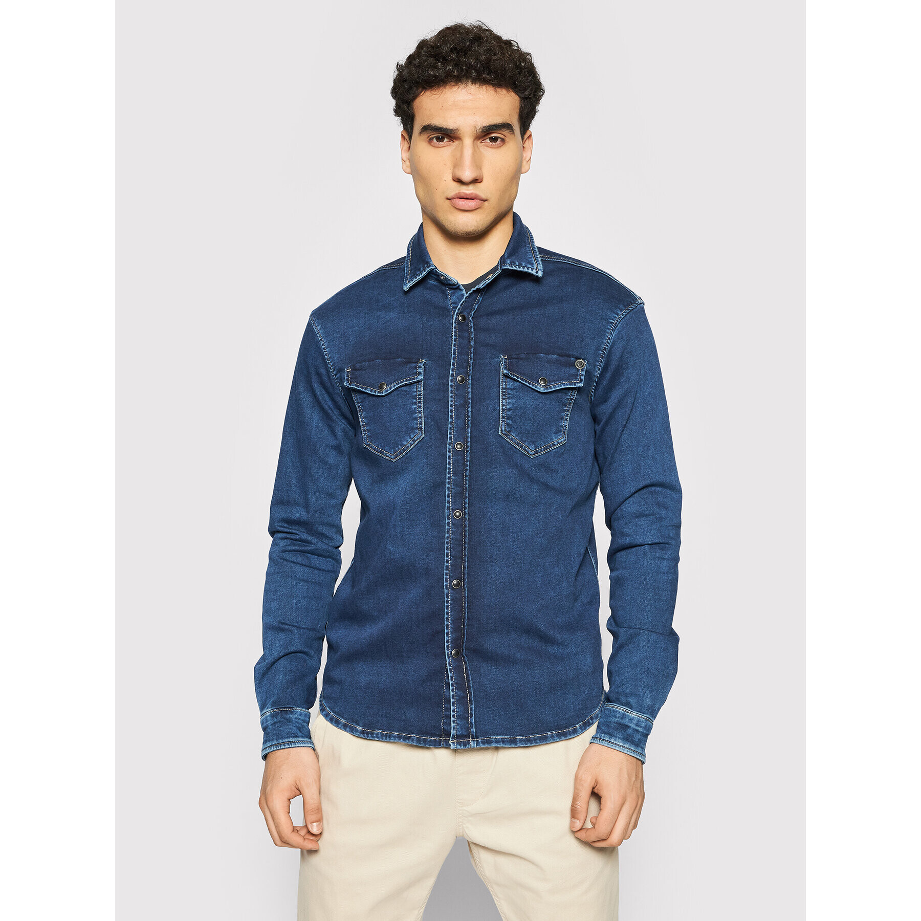 Pepe Jeans Риза PM307269 Тъмносин Regular Fit - Pepit.bg