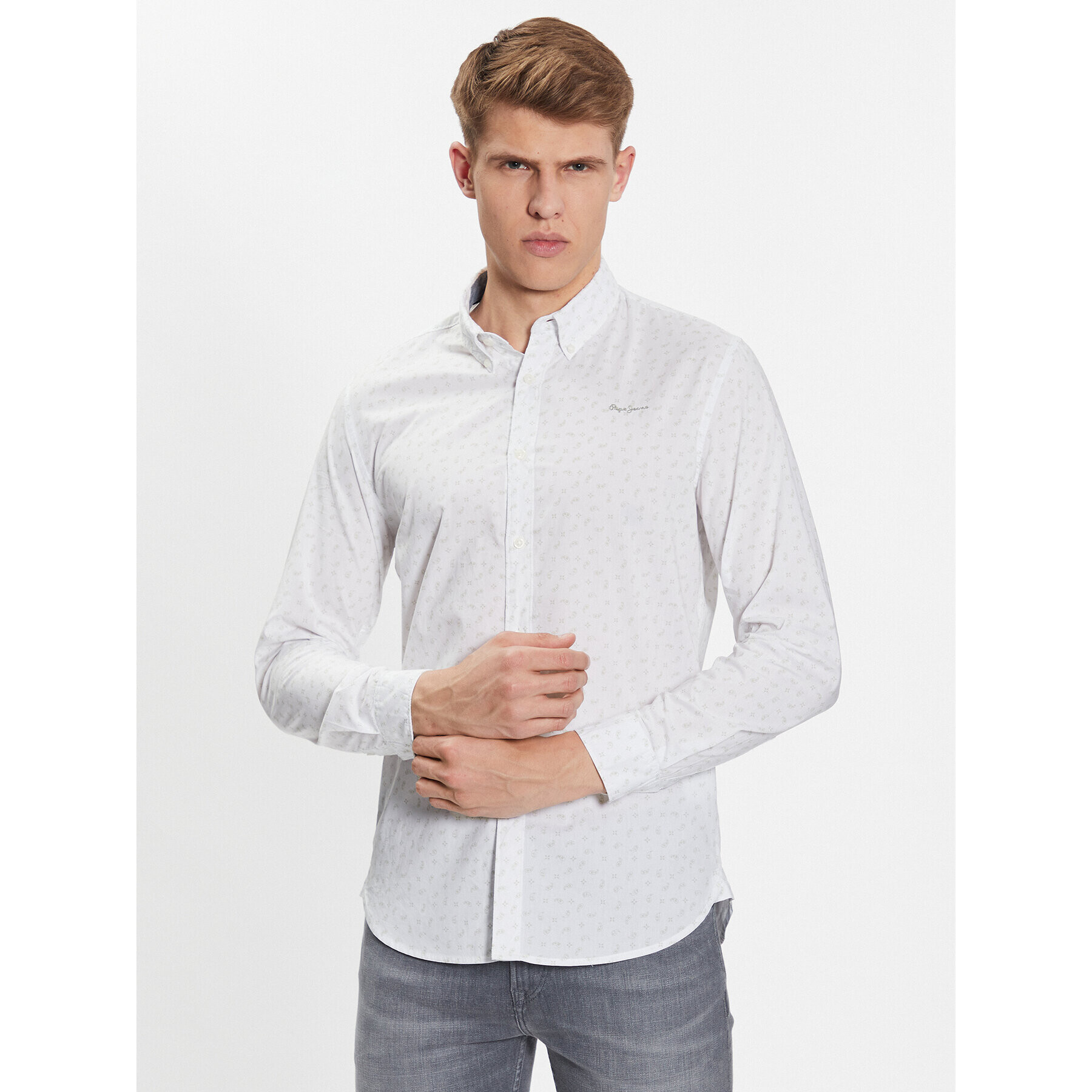 Pepe Jeans Риза PM308023 Бял Slim Fit - Pepit.bg