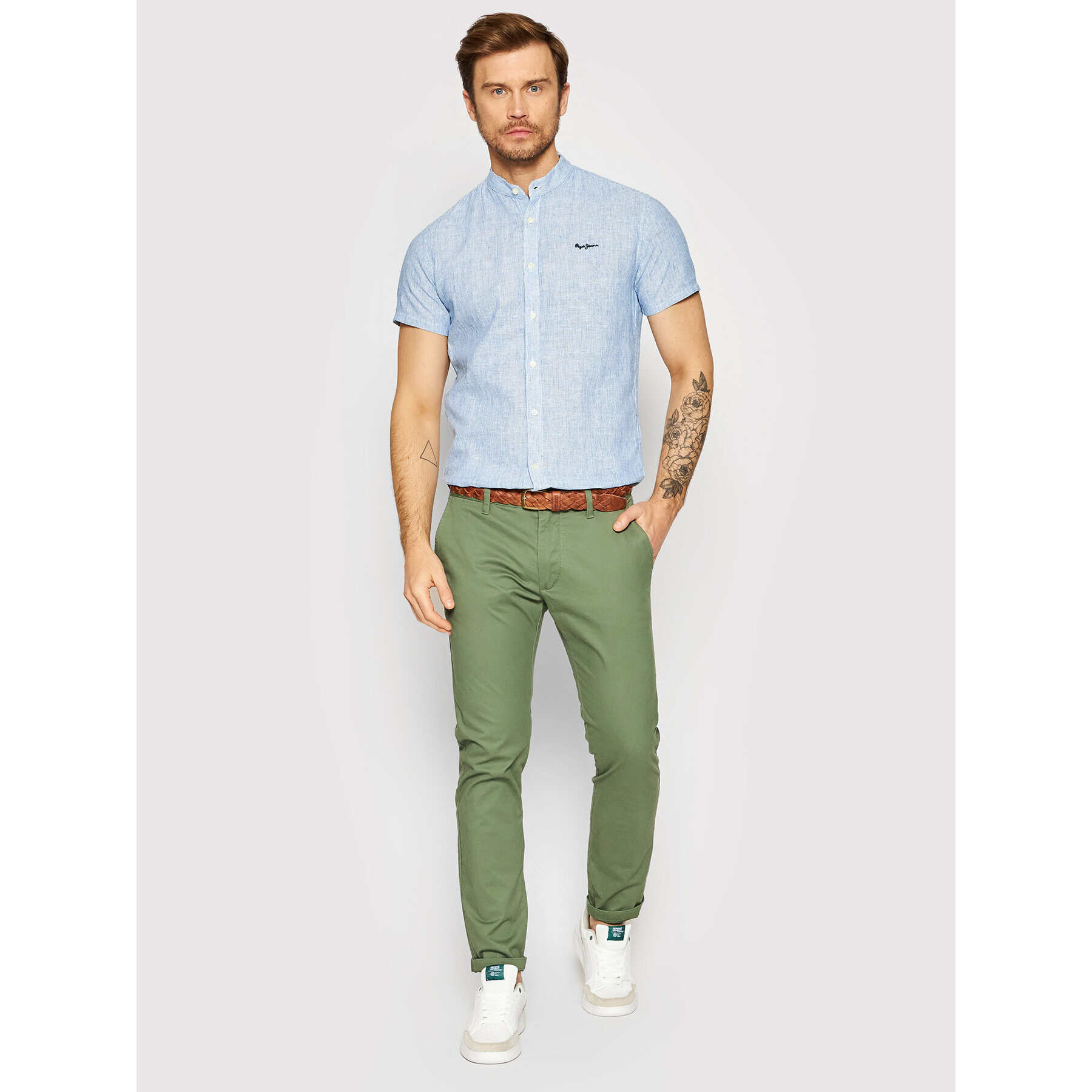 Pepe Jeans Риза Prescot PM307459 Син Slim Fit - Pepit.bg