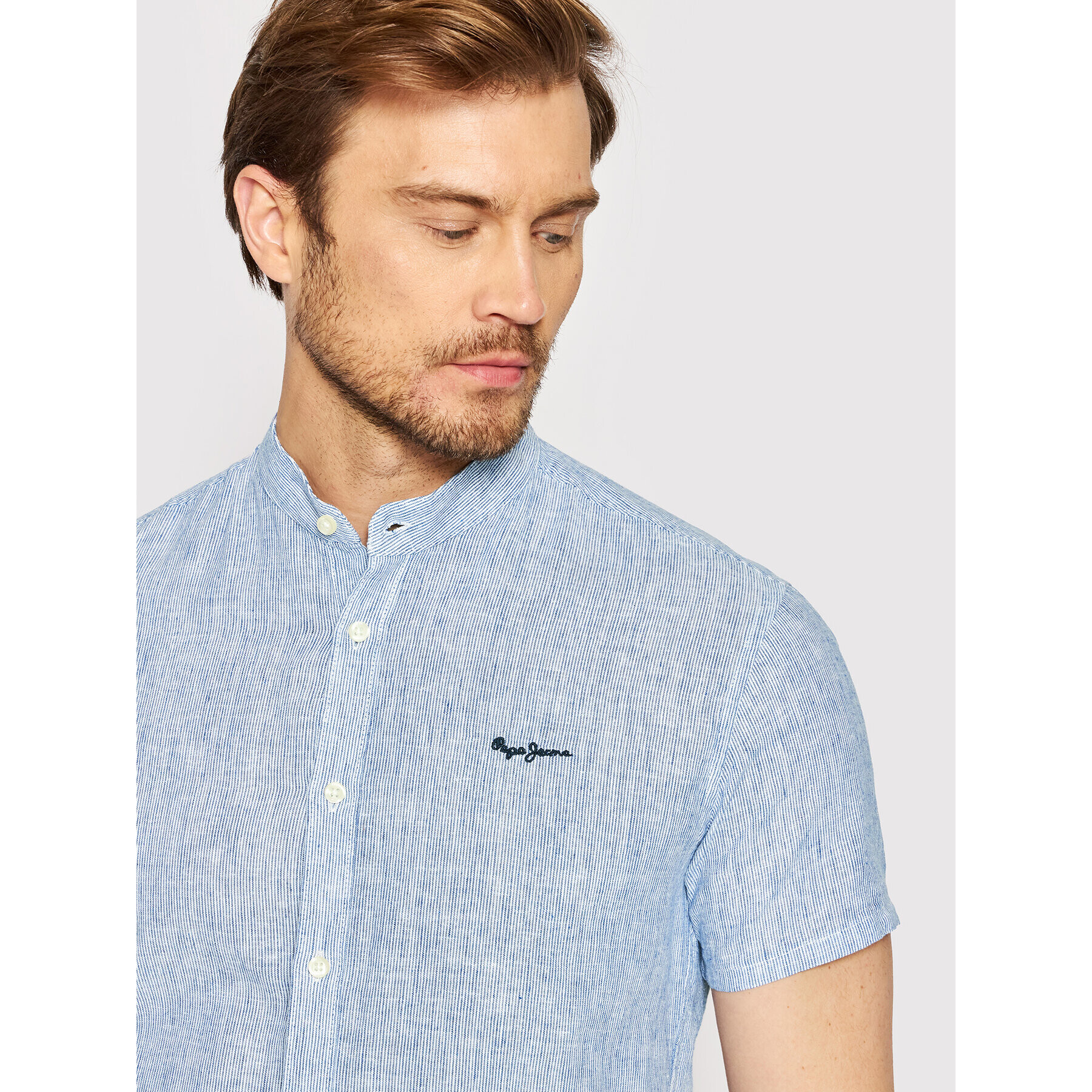 Pepe Jeans Риза Prescot PM307459 Син Slim Fit - Pepit.bg