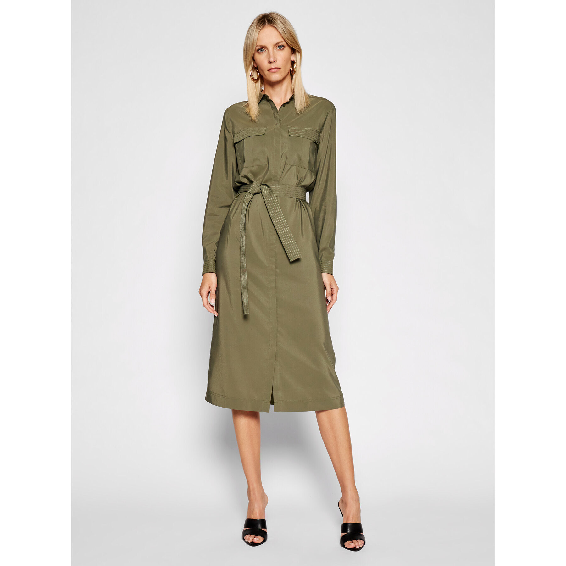 Pepe Jeans Рокля тип риза Isabella PL952929 Зелен Regular Fit - Pepit.bg