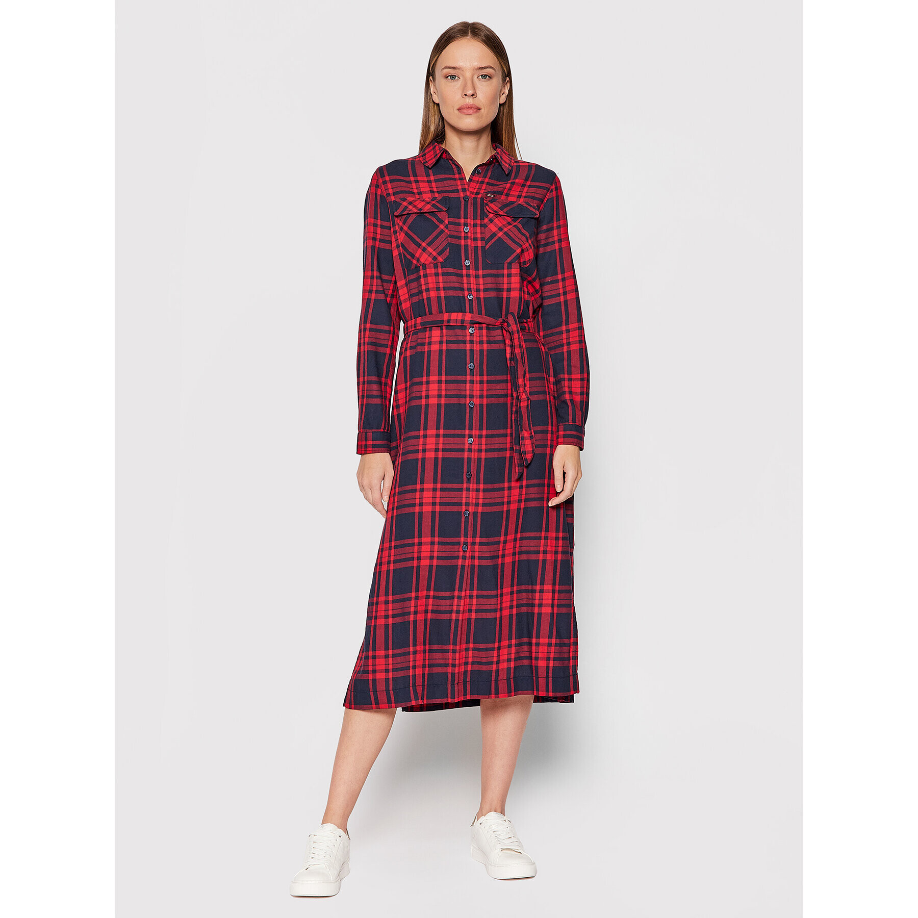 Pepe Jeans Рокля тип риза Nina PL952941 Червен Regular Fit - Pepit.bg