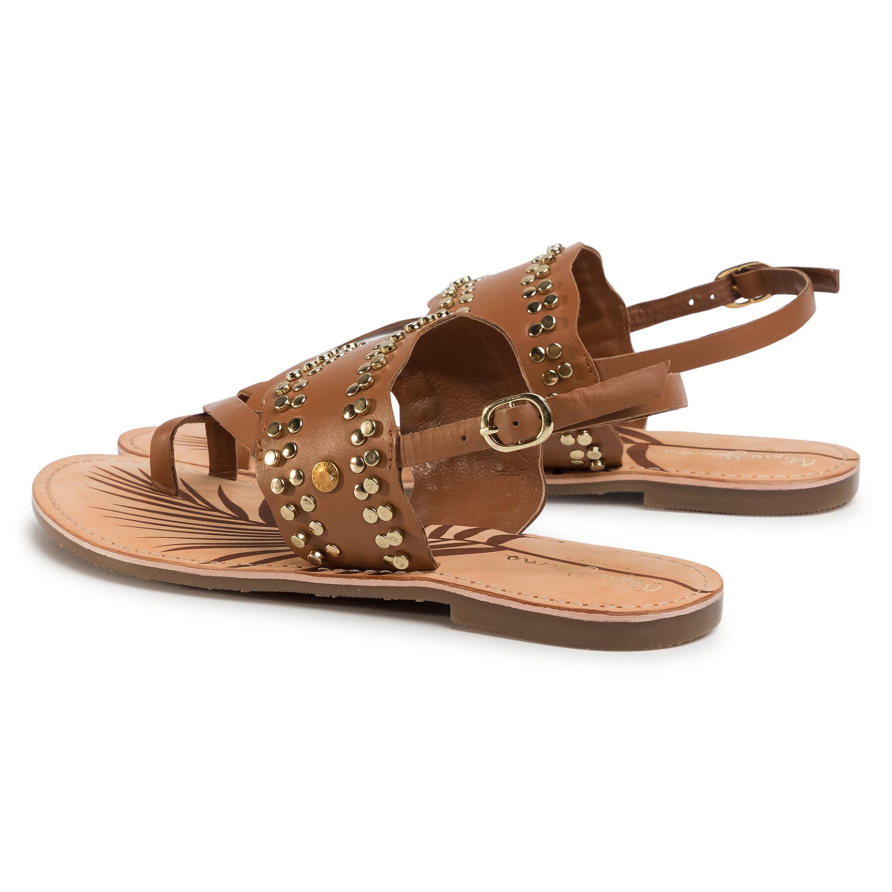 Pepe Jeans Сандали March Studs PLS90447 Кафяв - Pepit.bg