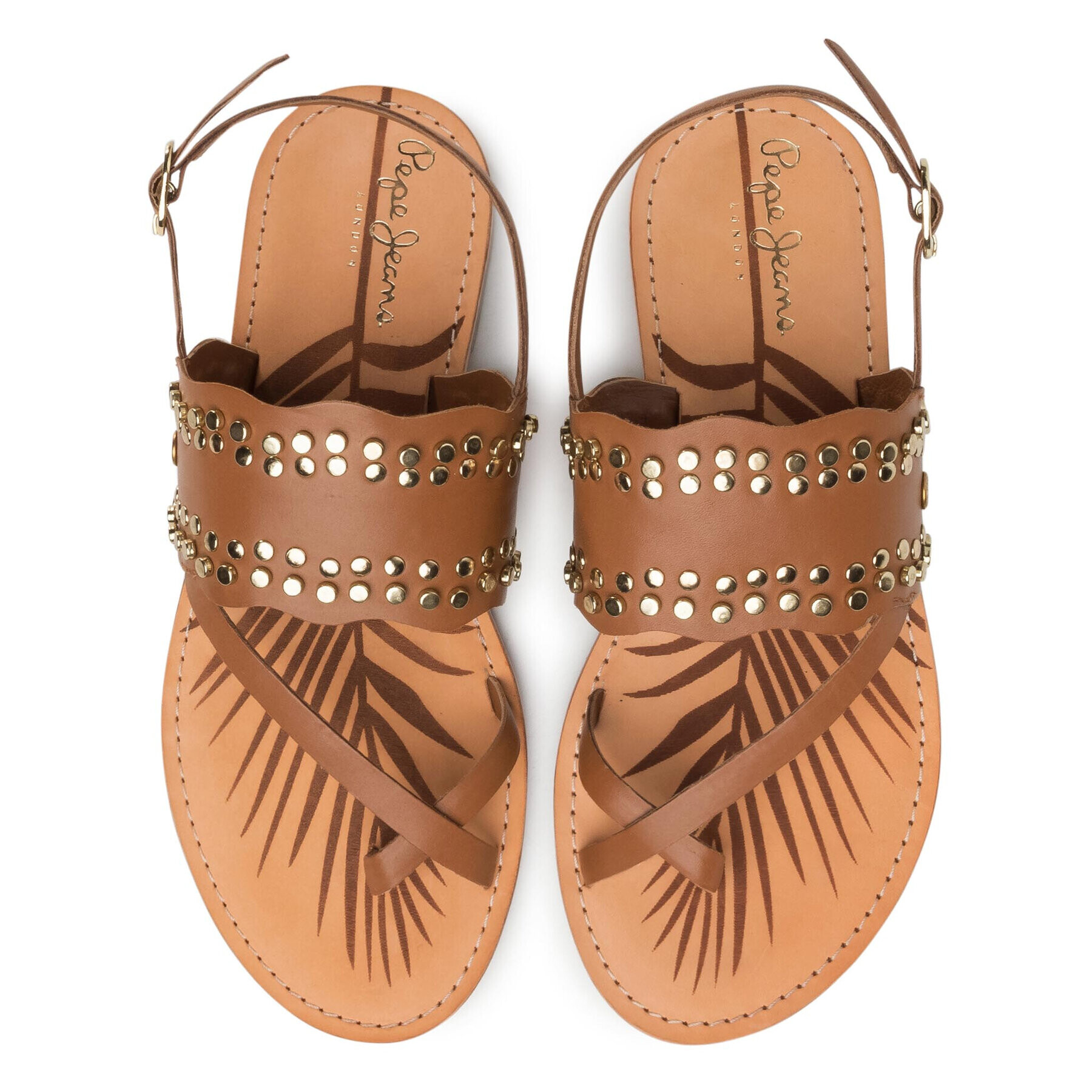 Pepe Jeans Сандали March Studs PLS90447 Кафяв - Pepit.bg