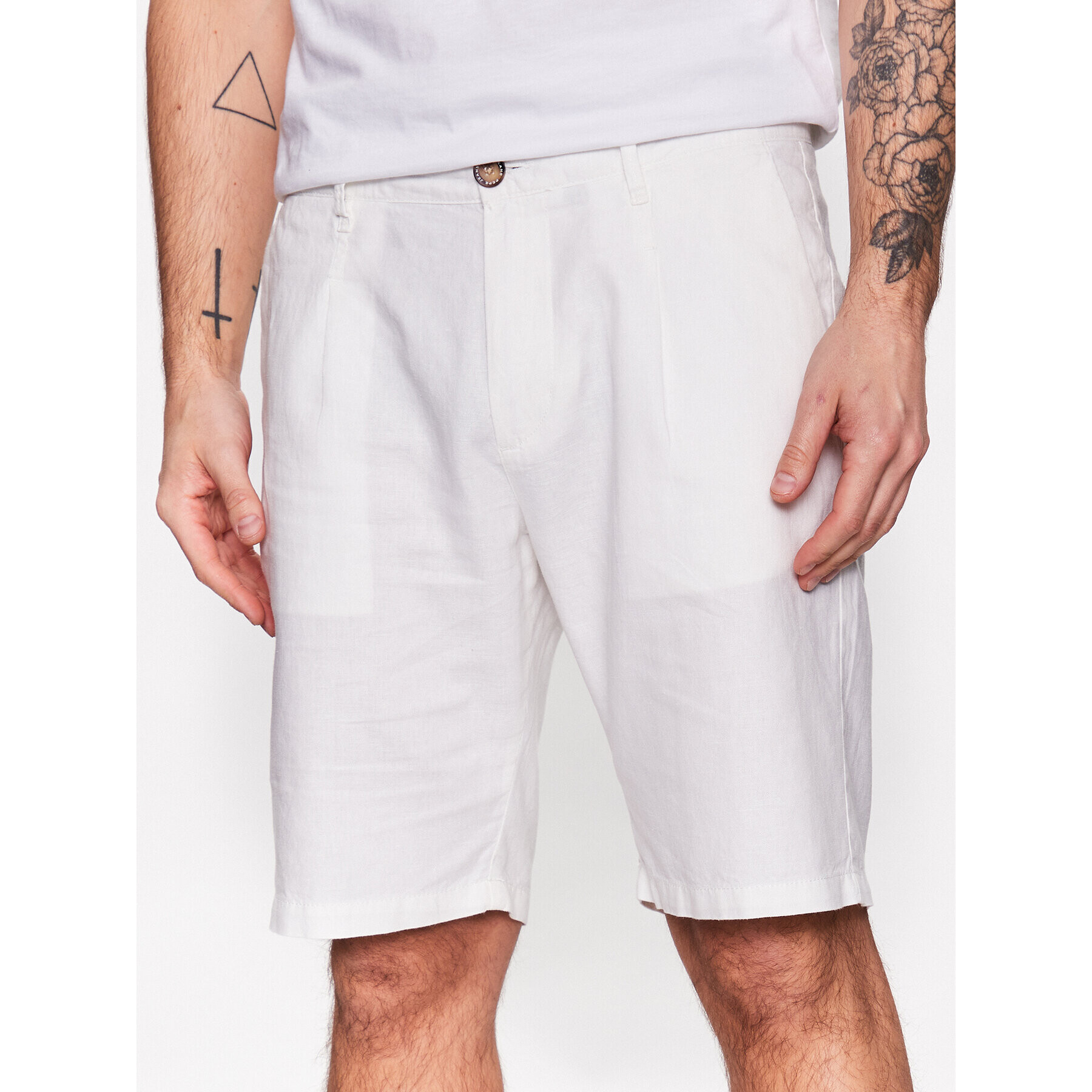 Pepe Jeans Шорти от плат Arkin Short Linen PM800913 Екрю Relaxed Fit - Pepit.bg