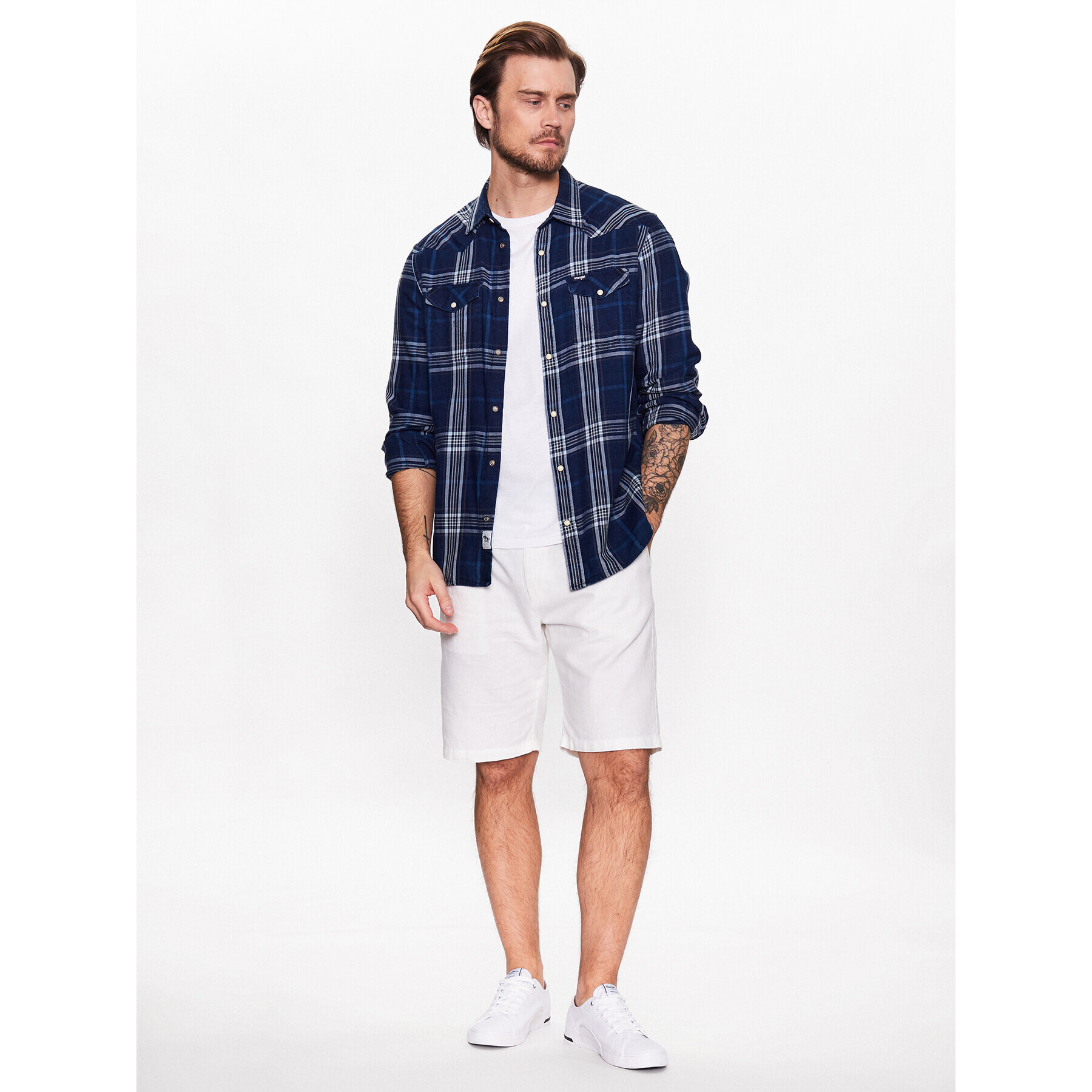 Pepe Jeans Шорти от плат Arkin Short Linen PM800913 Екрю Relaxed Fit - Pepit.bg