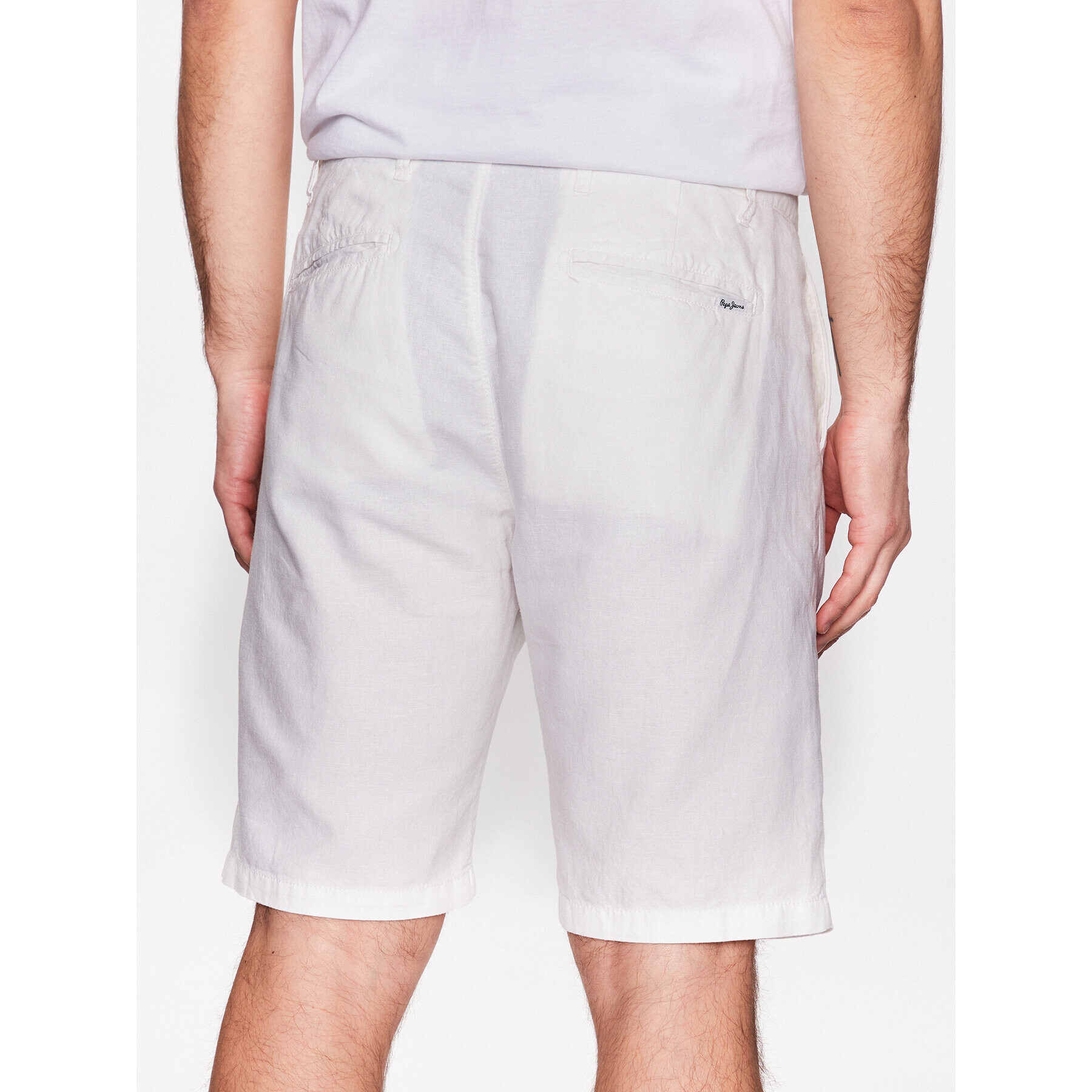 Pepe Jeans Шорти от плат Arkin Short Linen PM800913 Екрю Relaxed Fit - Pepit.bg