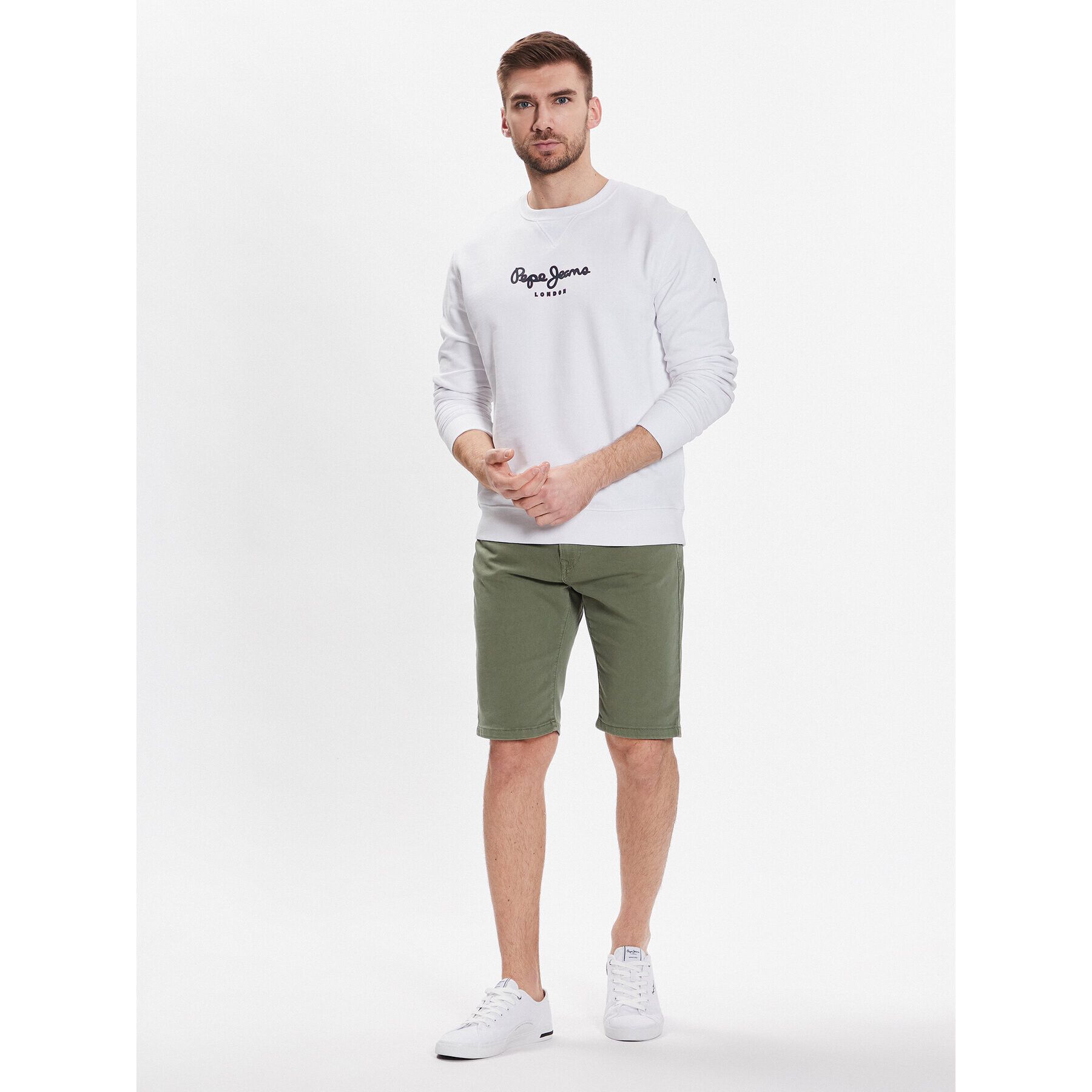 Pepe Jeans Шорти от плат Jagger Short PM800920 Зелен Slim Fit - Pepit.bg