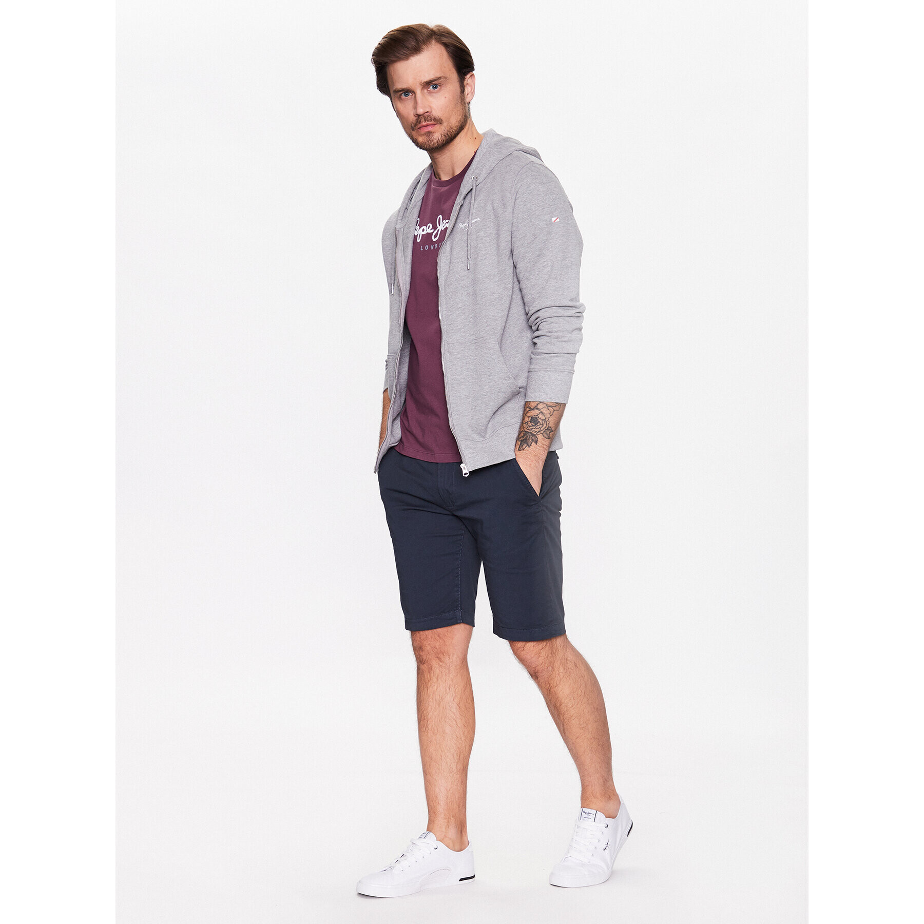 Pepe Jeans Шорти от плат Mc Queen Short PM800938C75 Тъмносин Regular Fit - Pepit.bg