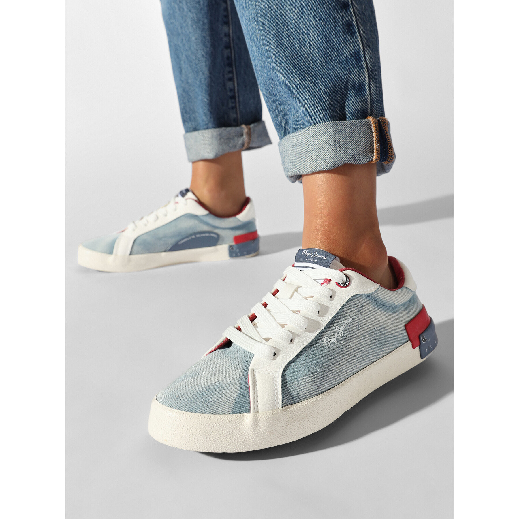 Pepe Jeans Сникърси Kenton Denim W PLS31442 Син - Pepit.bg